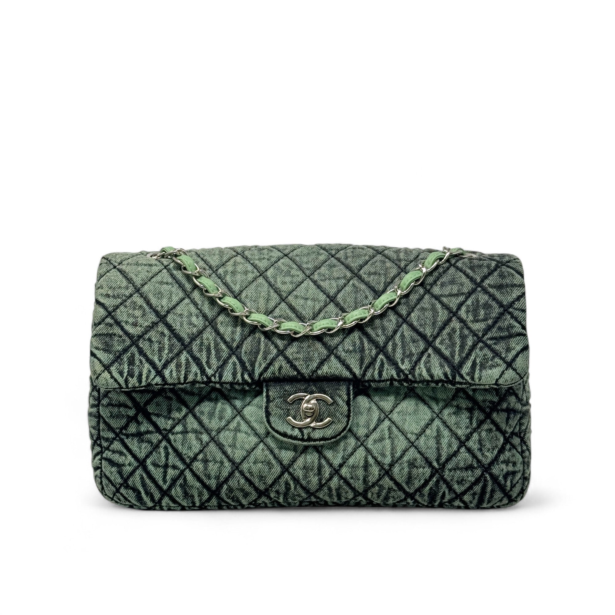 Chanel Green Denimpression Jumbo Flap