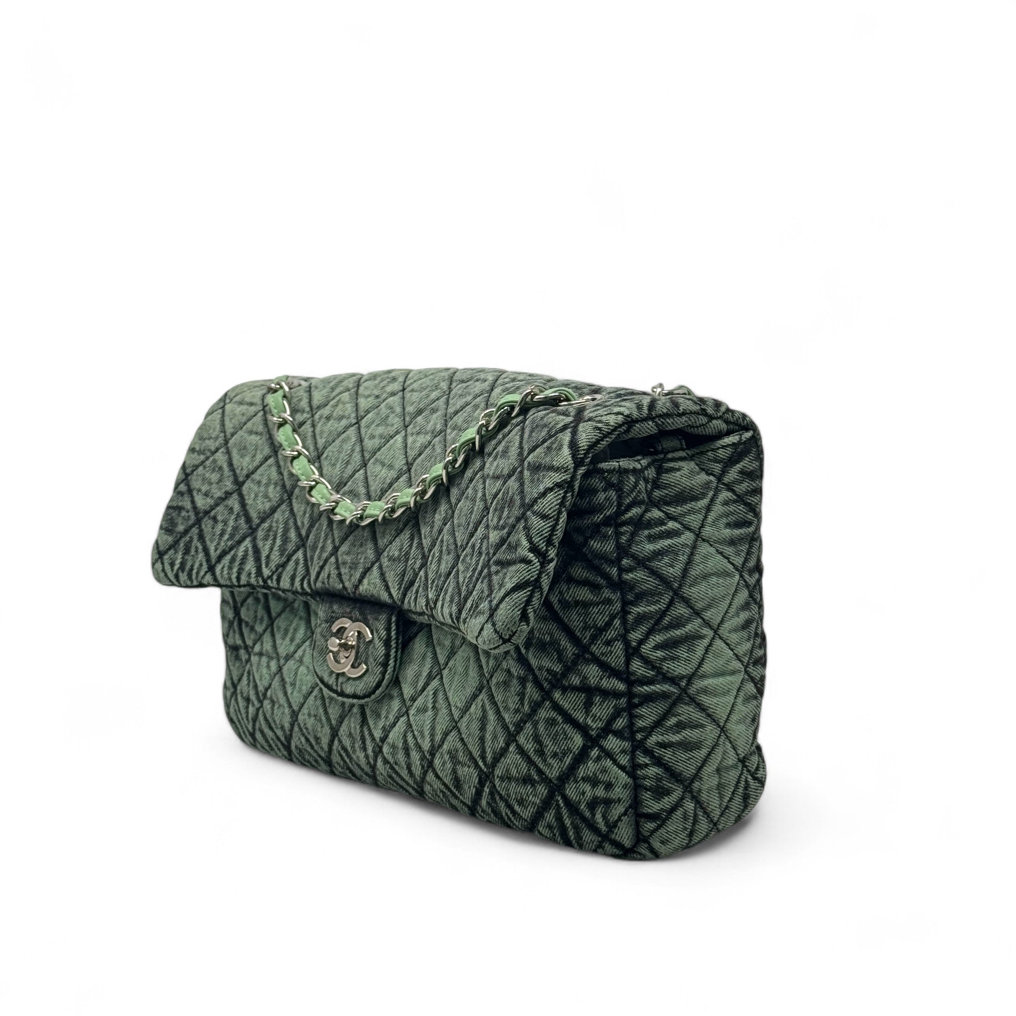 Chanel Green Denimpression Jumbo Flap