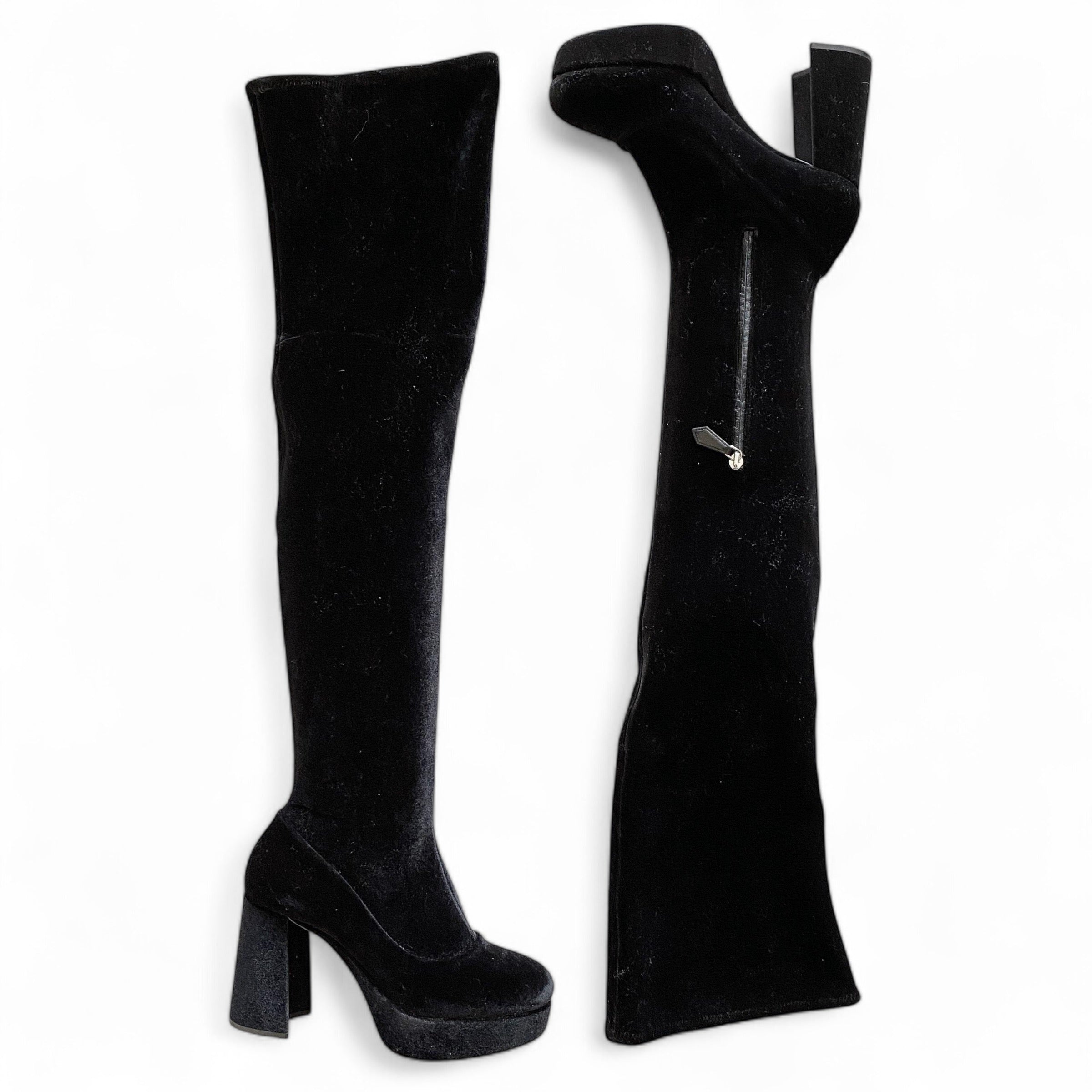 Miu Miu Black Velvet Platform Boots 37