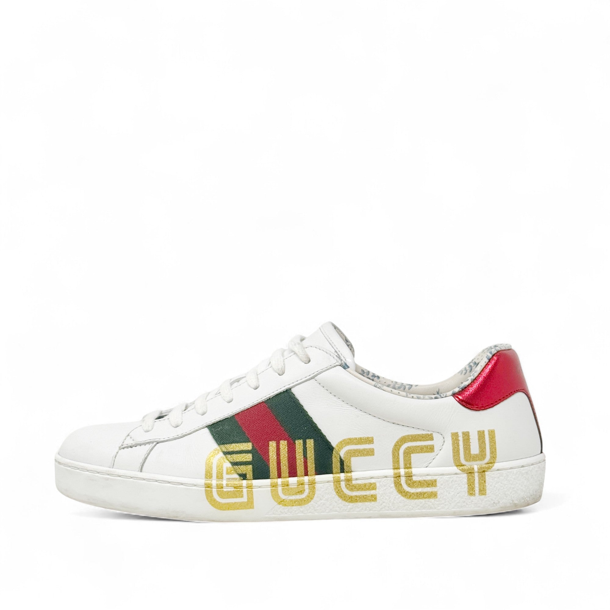Gucci White Guccy Print Ace Sneakers 7