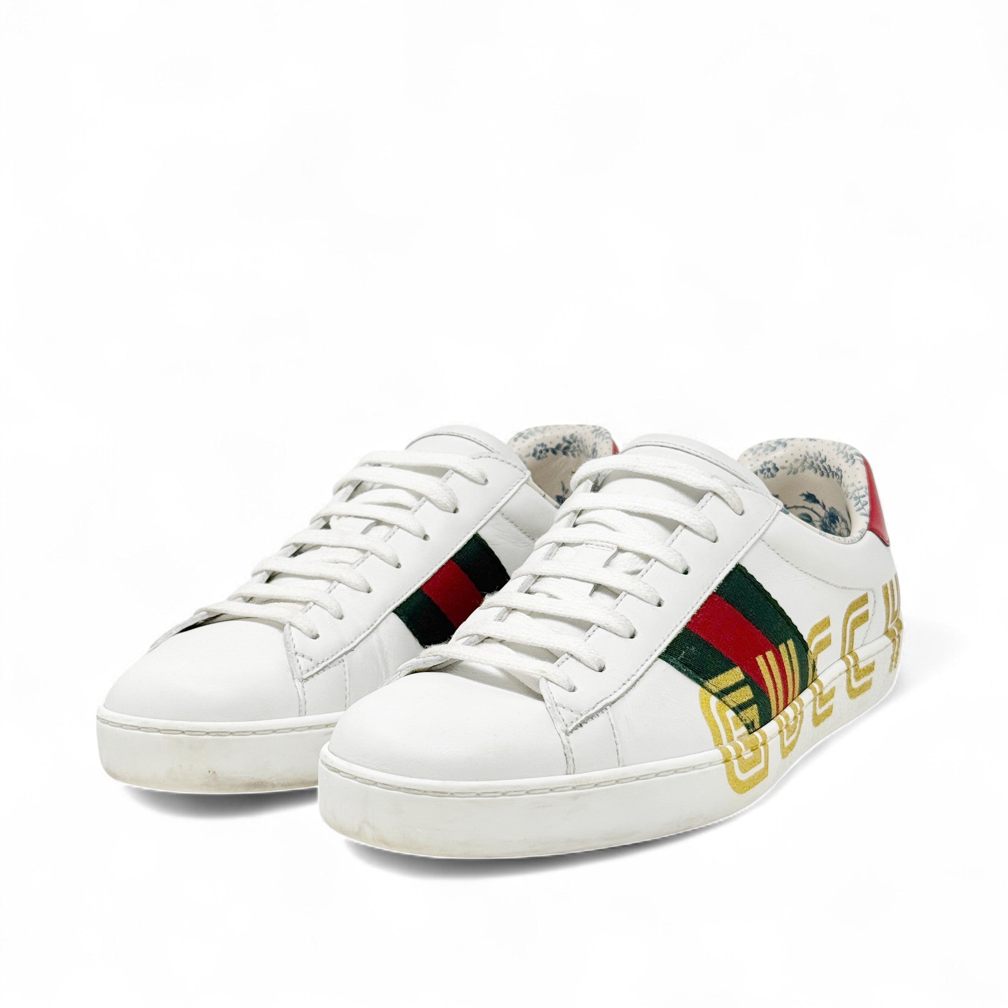 Gucci White Guccy Print Ace Sneakers 7