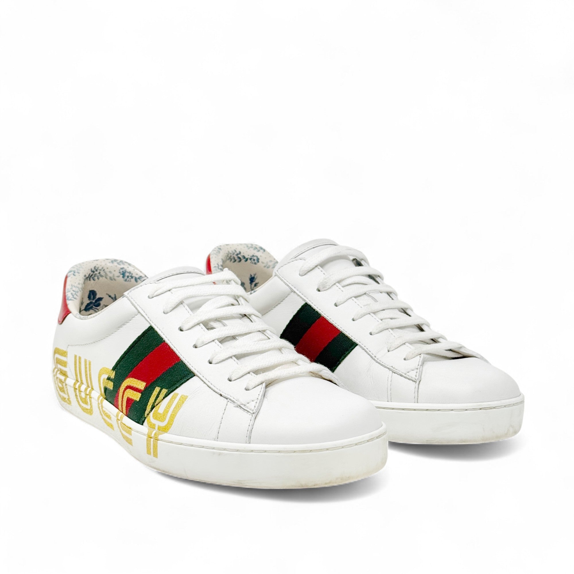 Gucci White Guccy Print Ace Sneakers 7