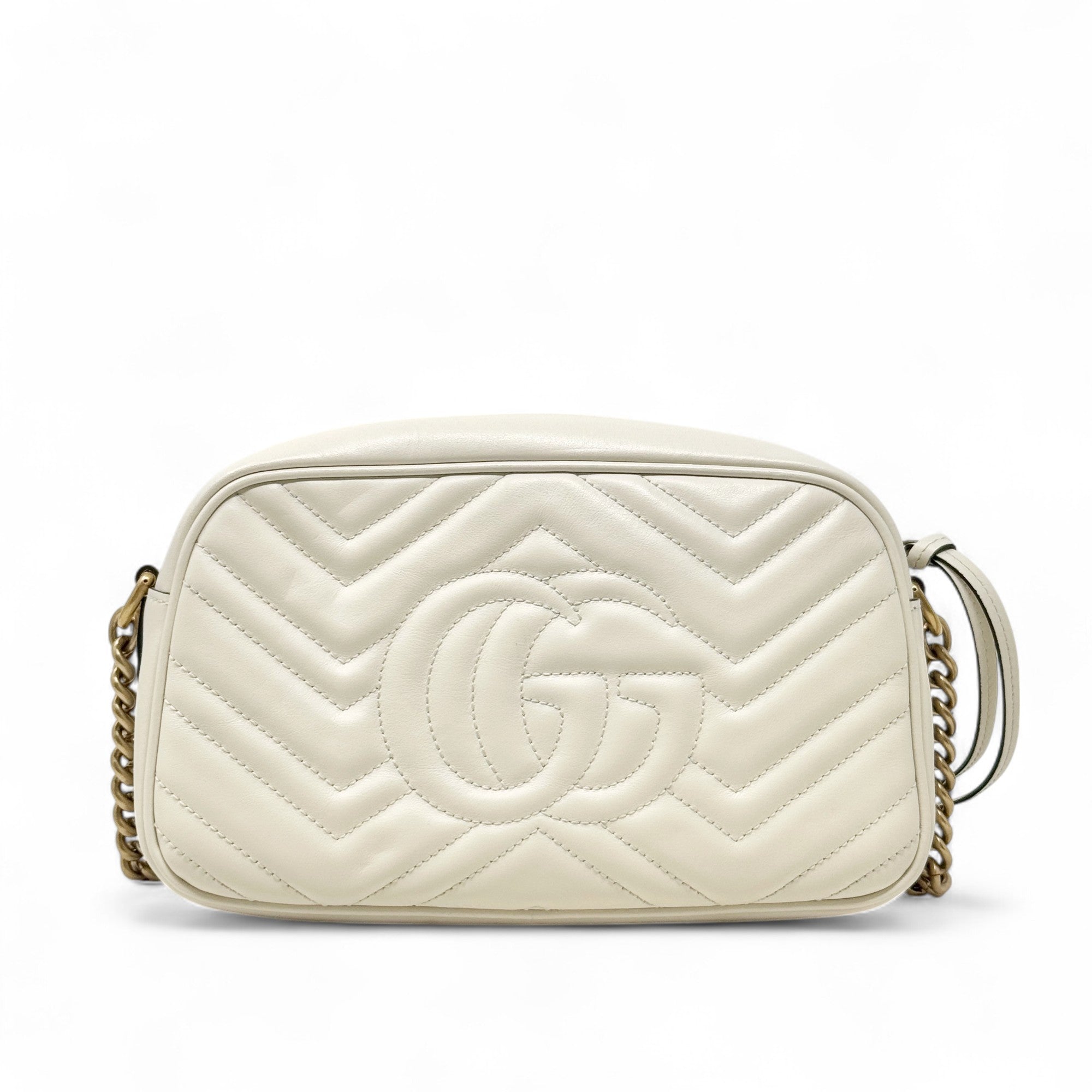 Gucci White Marmont Small Camera Bag