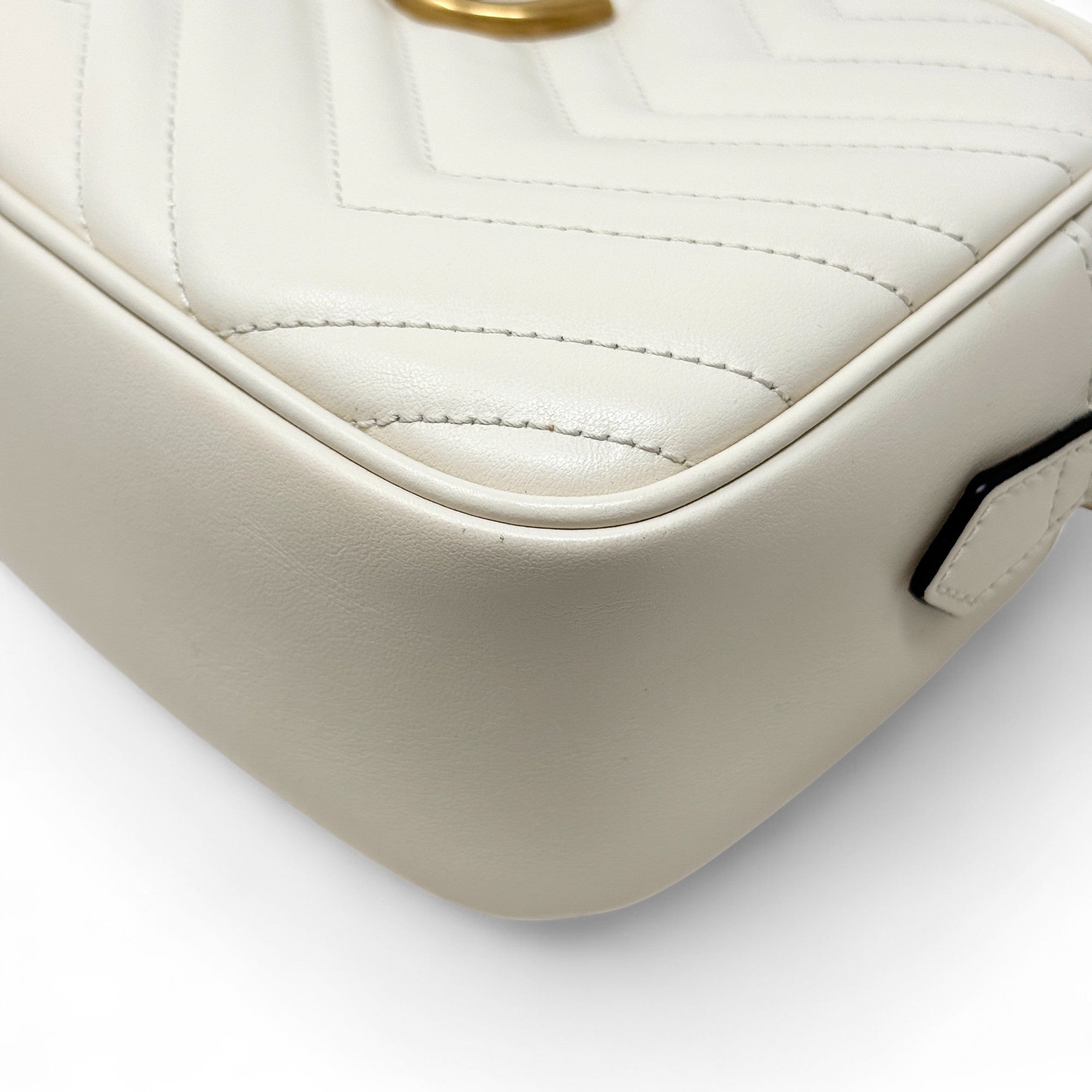Gucci White Marmont Small Camera Bag