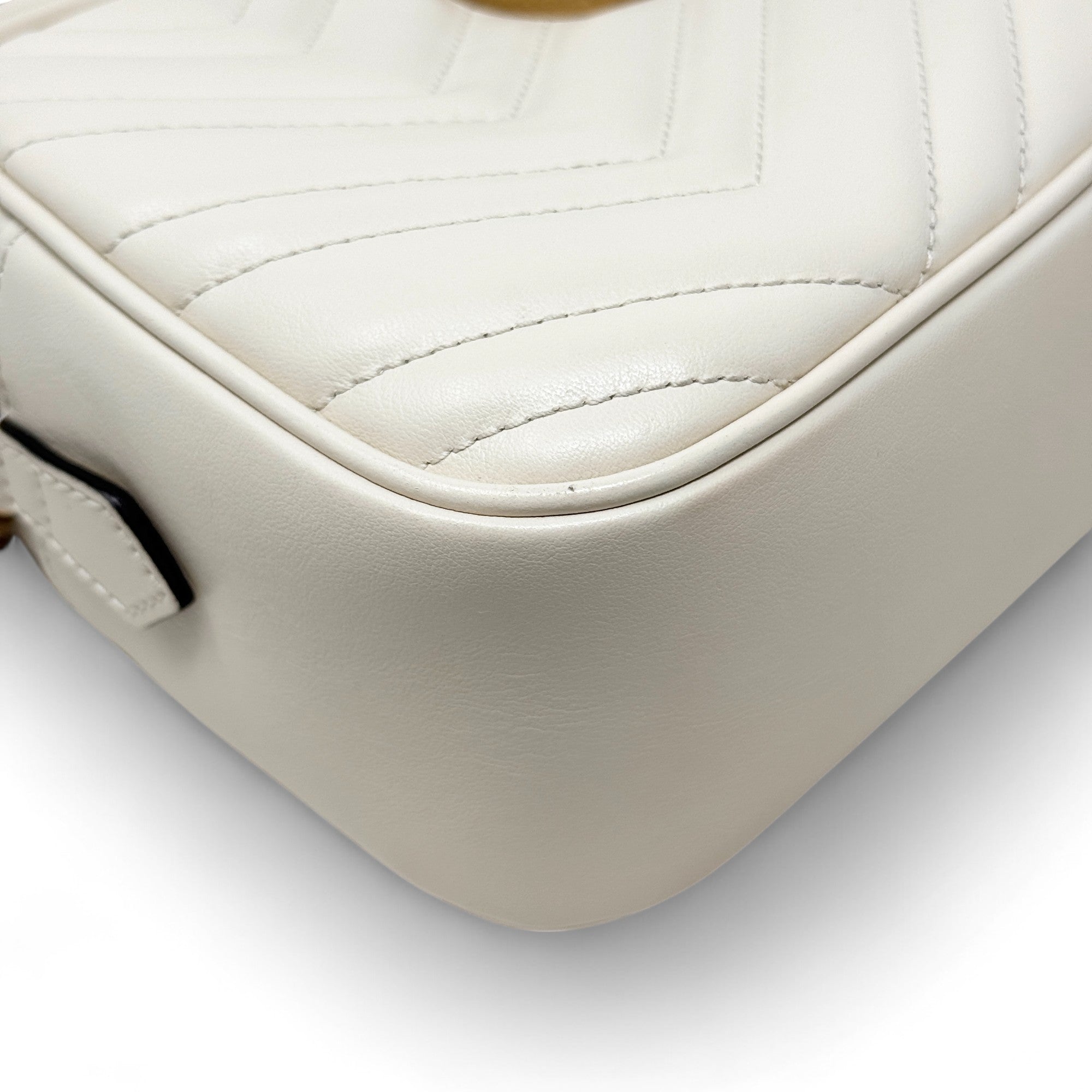 Gucci White Marmont Small Camera Bag