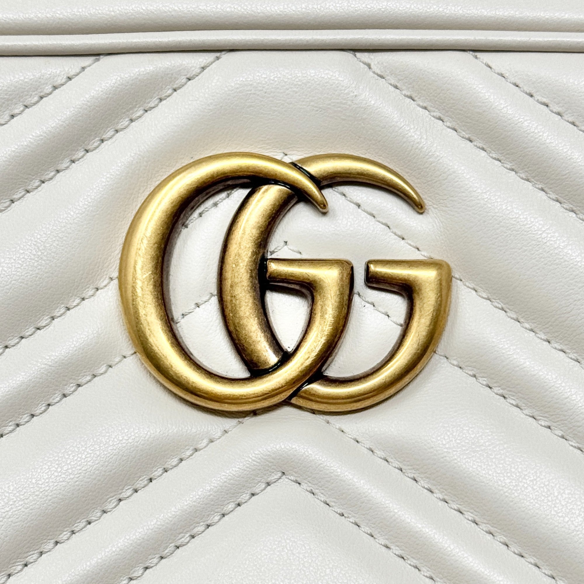 Gucci White Marmont Small Camera Bag