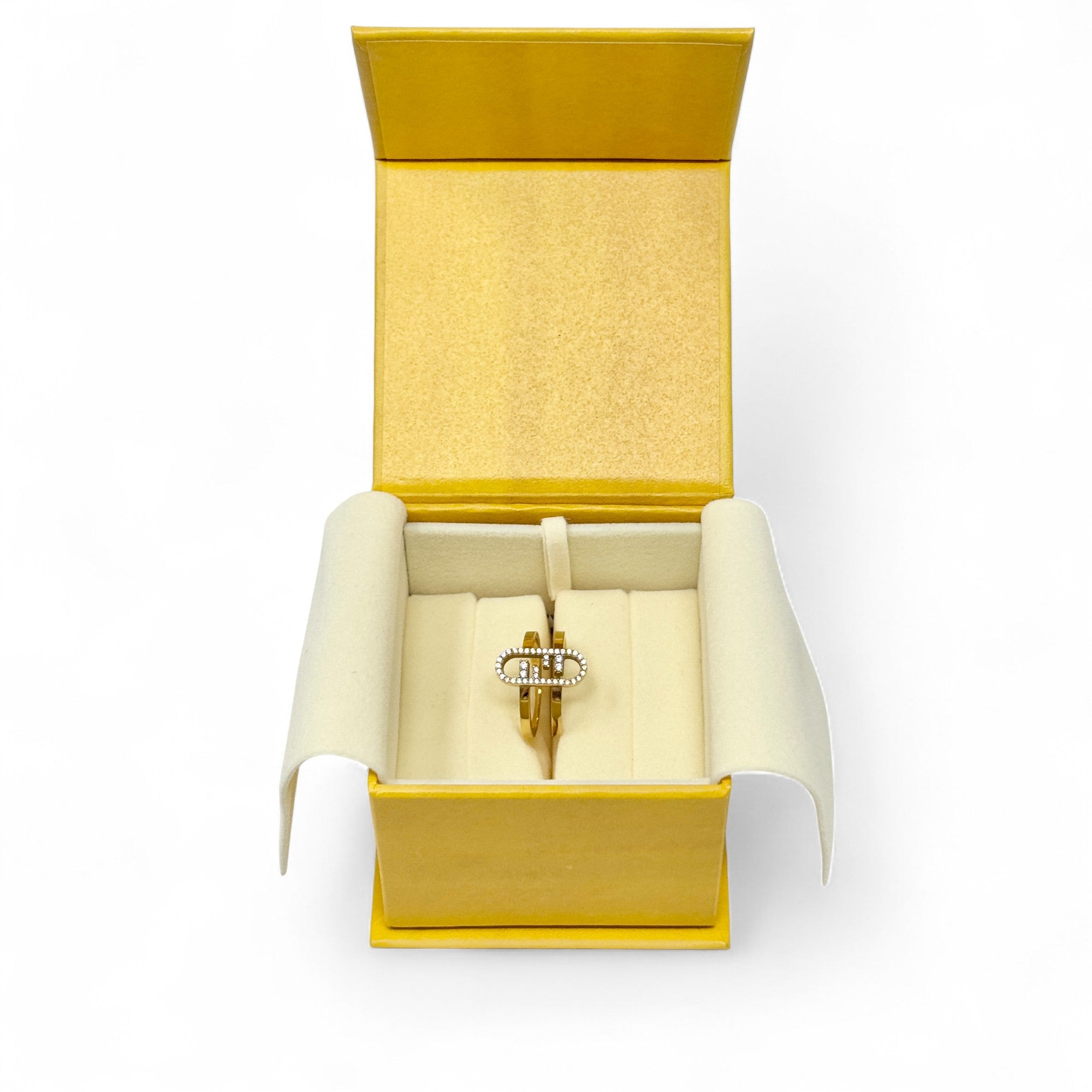 Fendi Gold Crystal O'Lock Ring | Jadore Couture