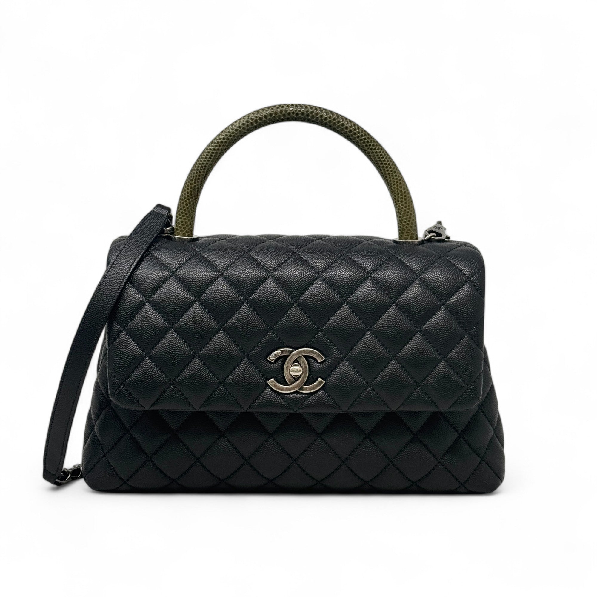 Chanel Black Medium Coco Lizard Handle