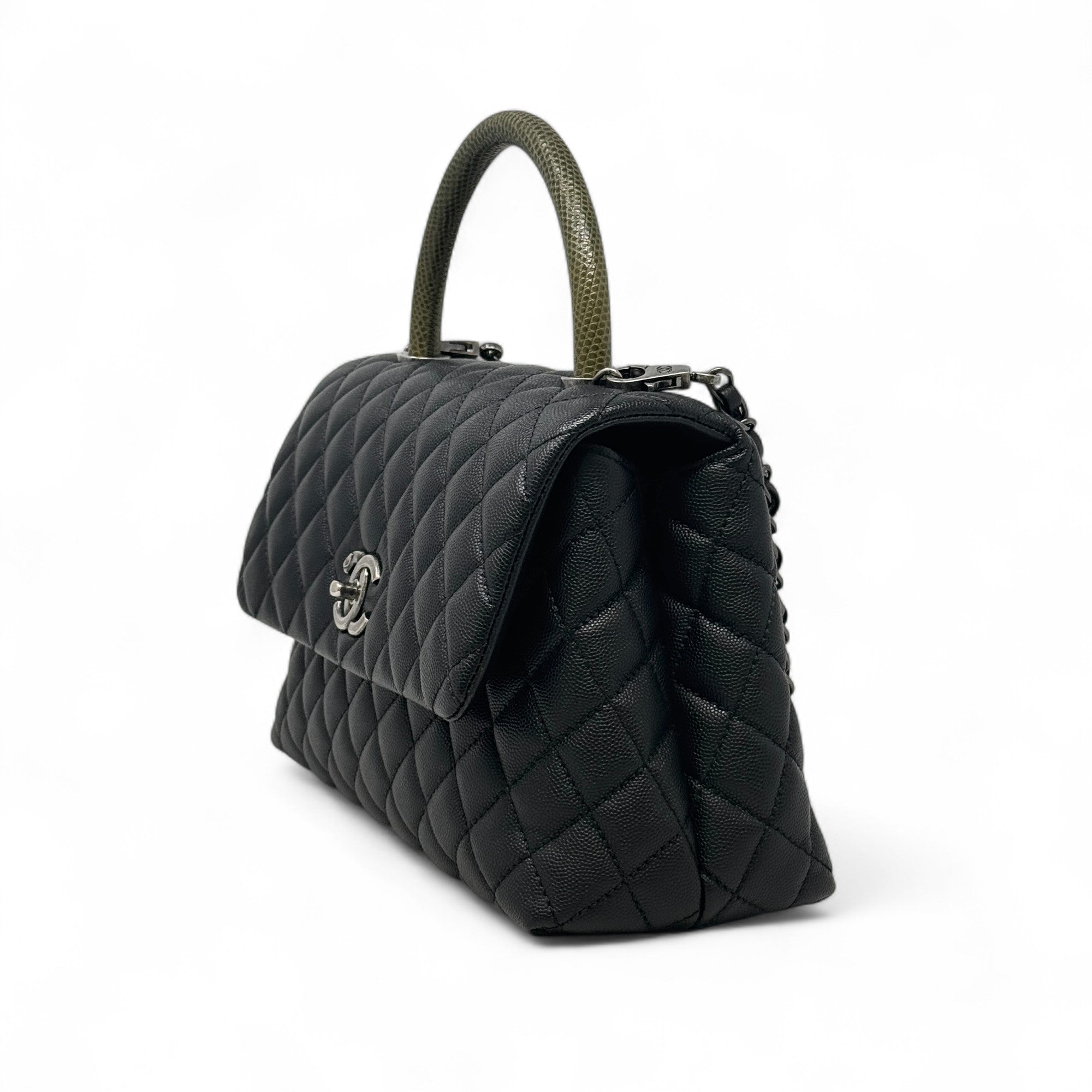 Chanel Black Medium Coco Lizard Handle