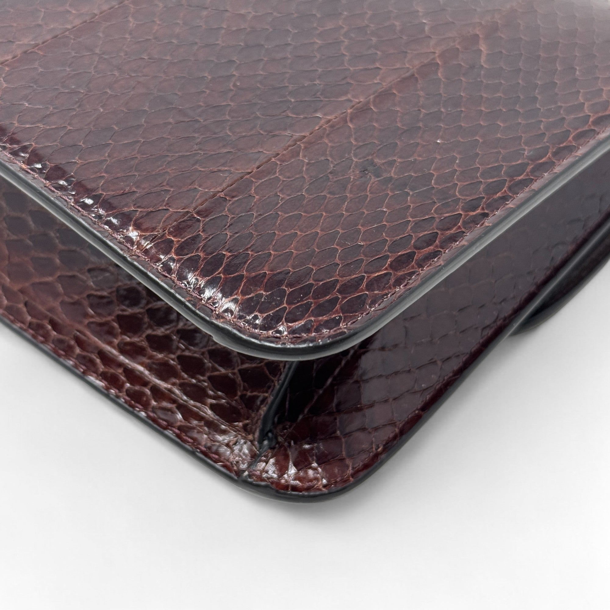 Celine Brown Snakeskin Triomphe Clutch