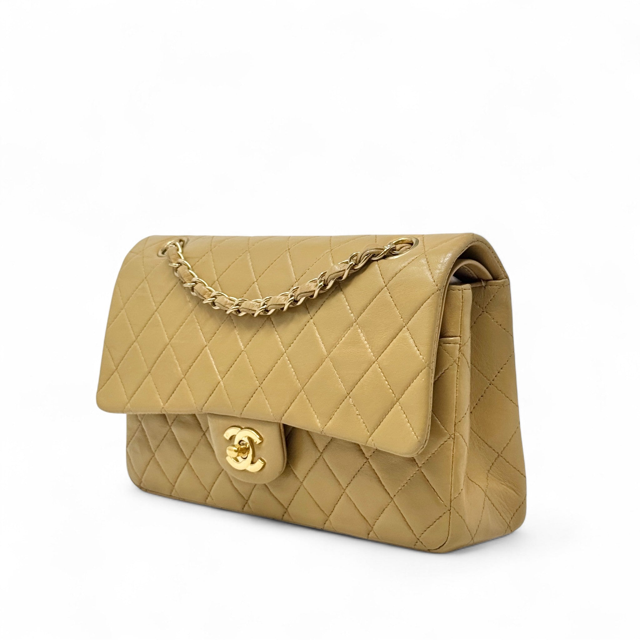 Chanel Beige Medium Vintage Classic Flap
