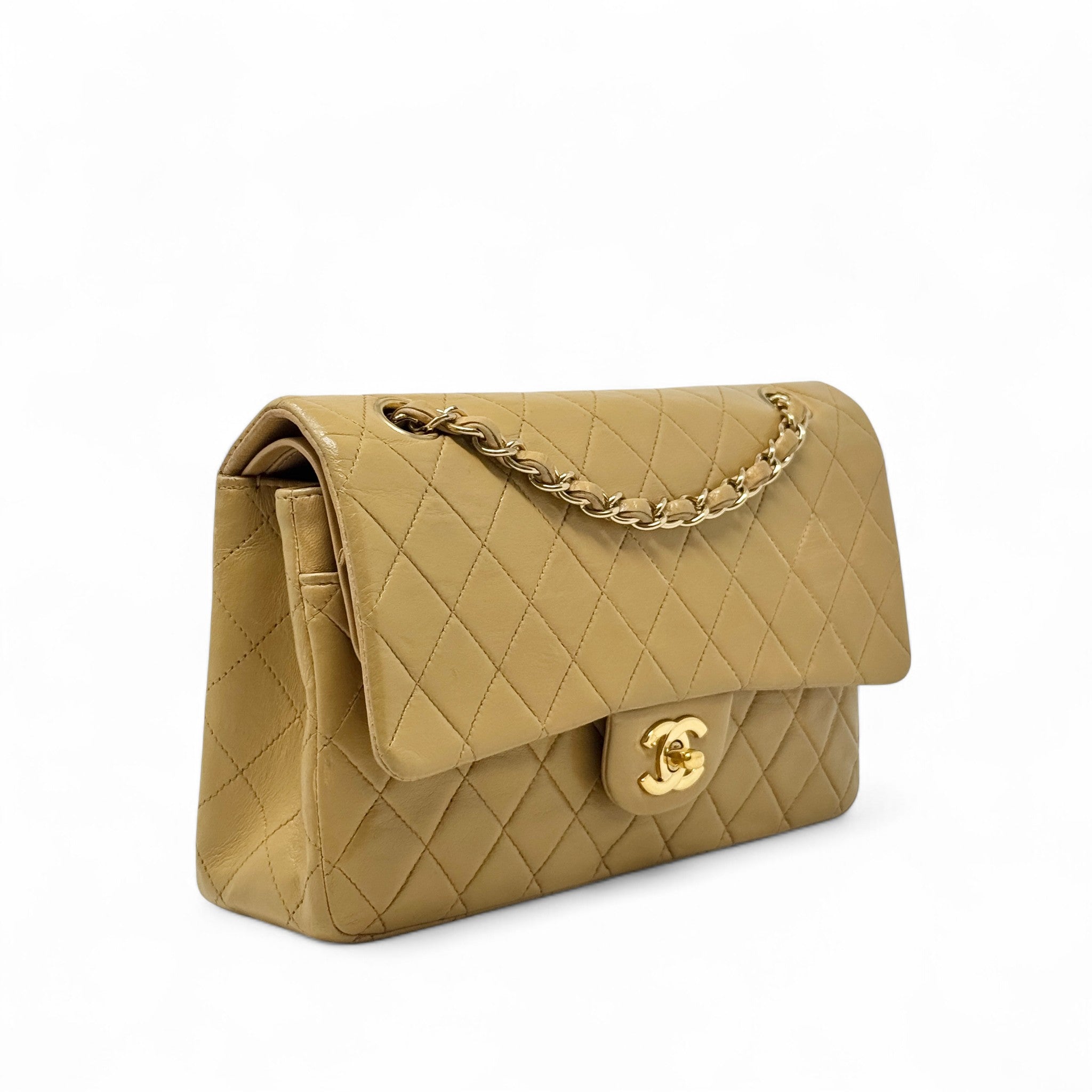 Chanel Beige Medium Vintage Classic Flap