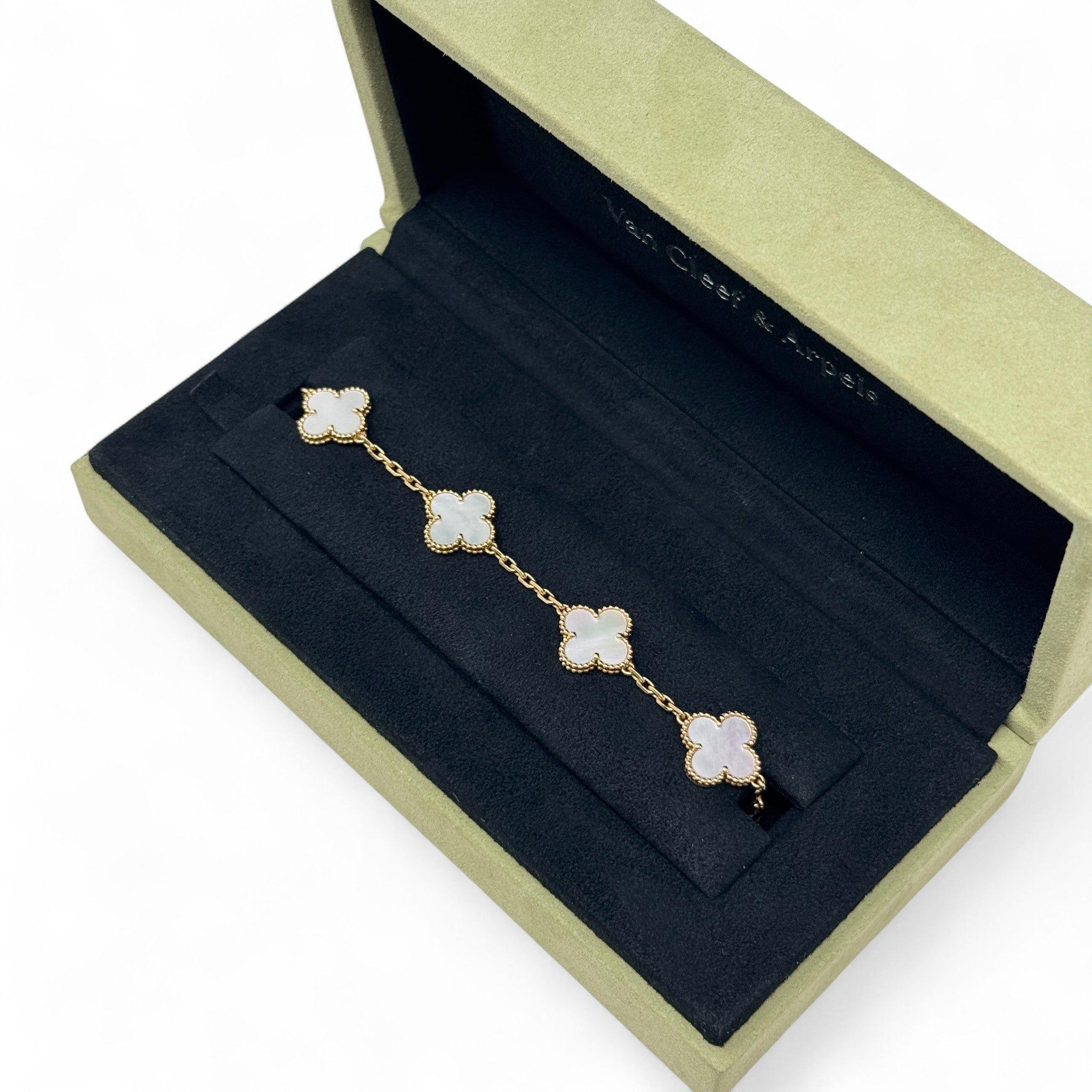 Van Cleef & Arpels White 5 Motifs MOP Vintage Alphambra Bracelet