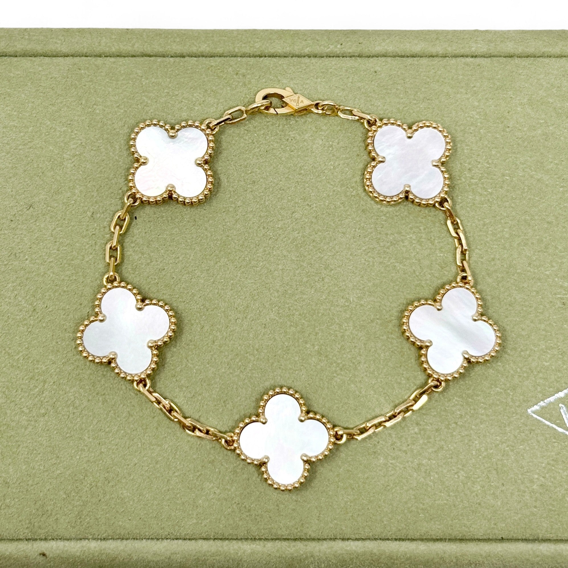 Van Cleef & Arpels White 5 Motifs MOP Vintage Alphambra Bracelet