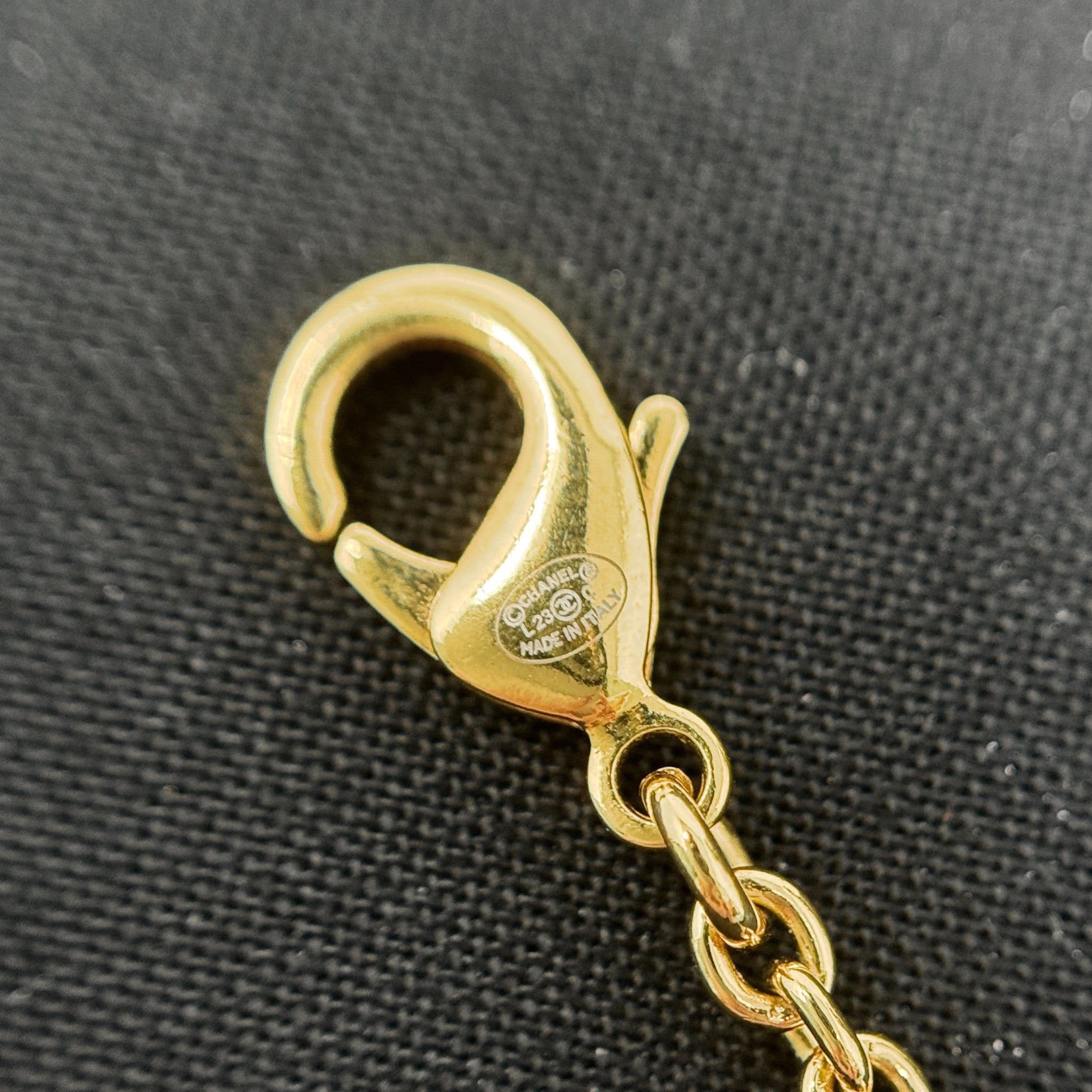 Chanel Gold Crystal CC Heart Dangle Necklace