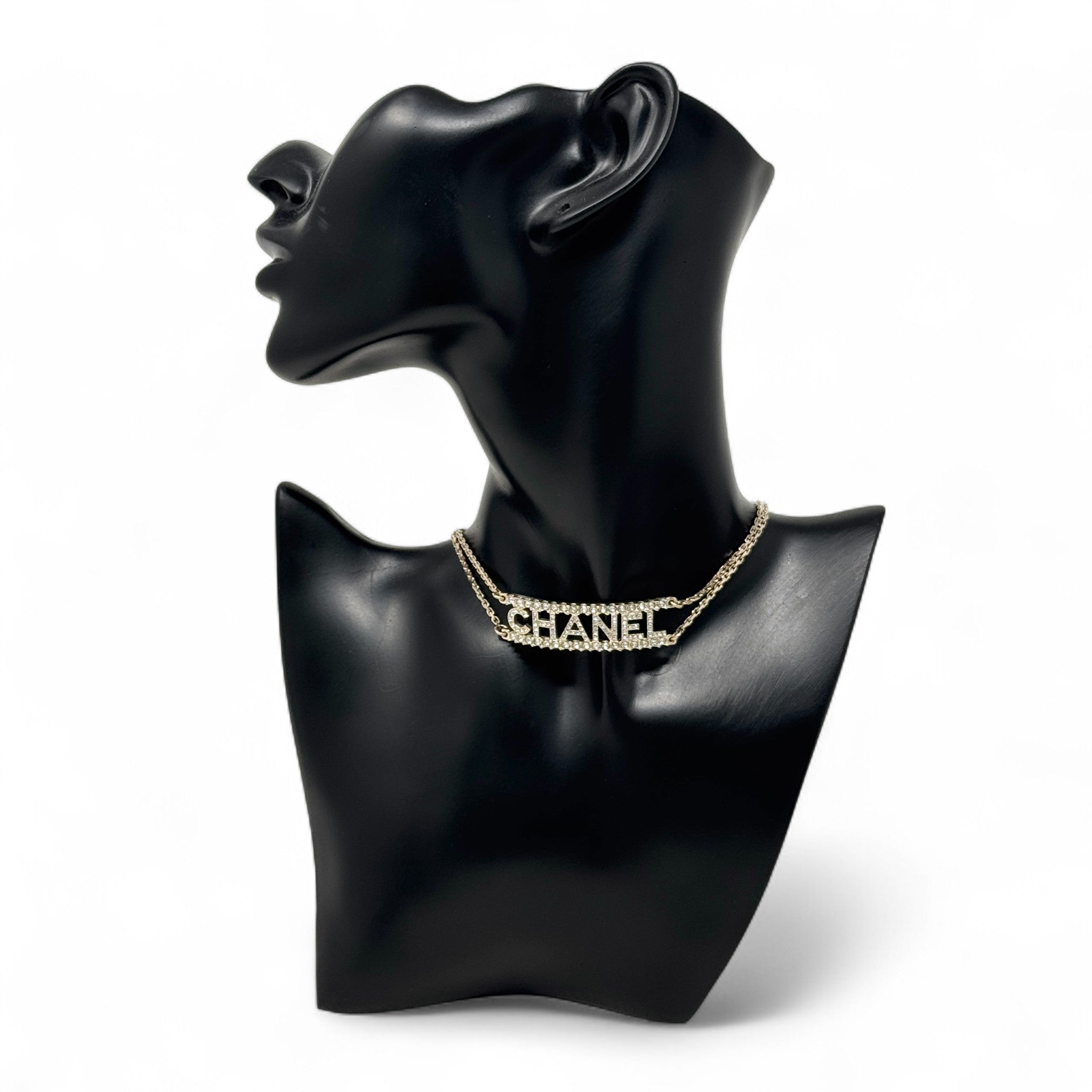 Chanel Gold Crystal CC Logo Chain Choker
