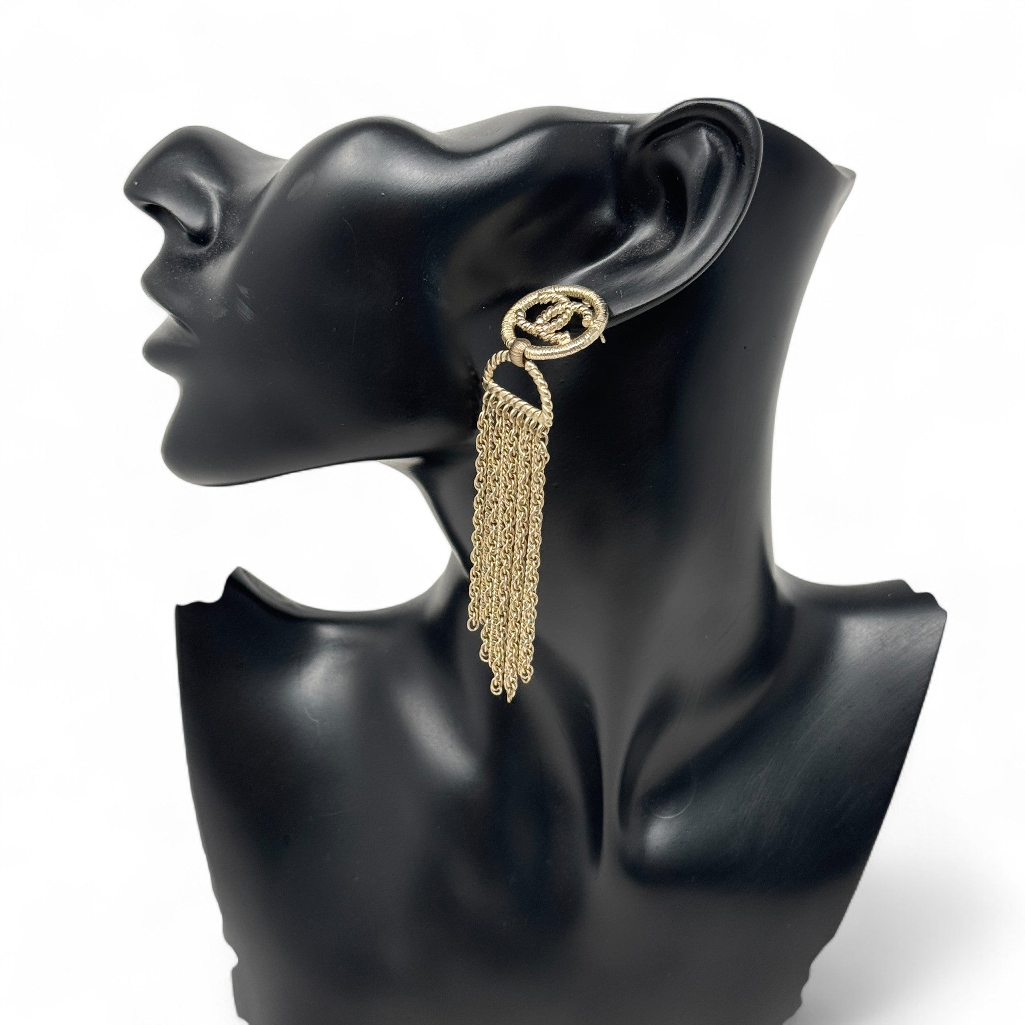 Chanel Gold CC Chain Tassel Drop Earrings