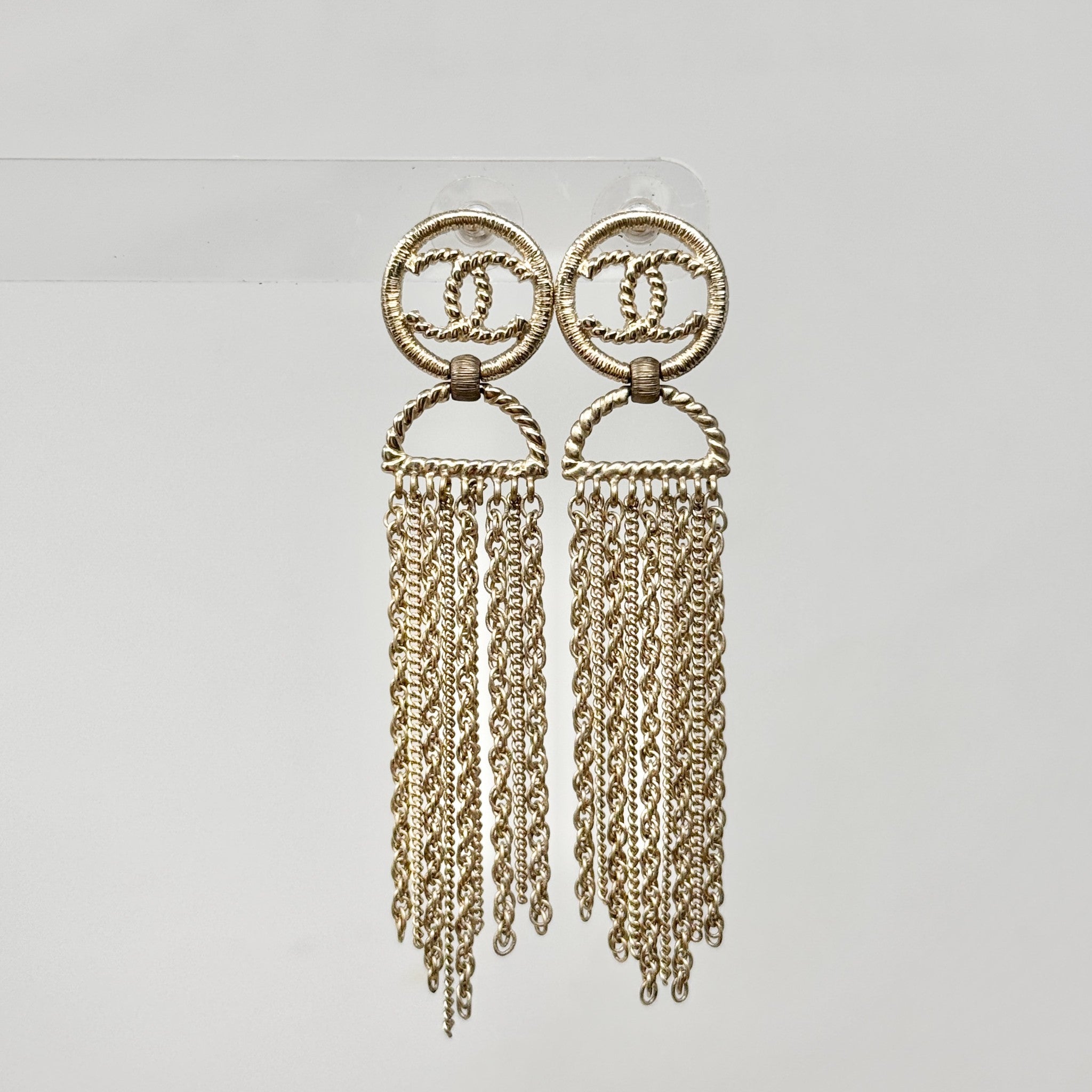 Chanel Gold CC Chain Tassel Drop Earrings