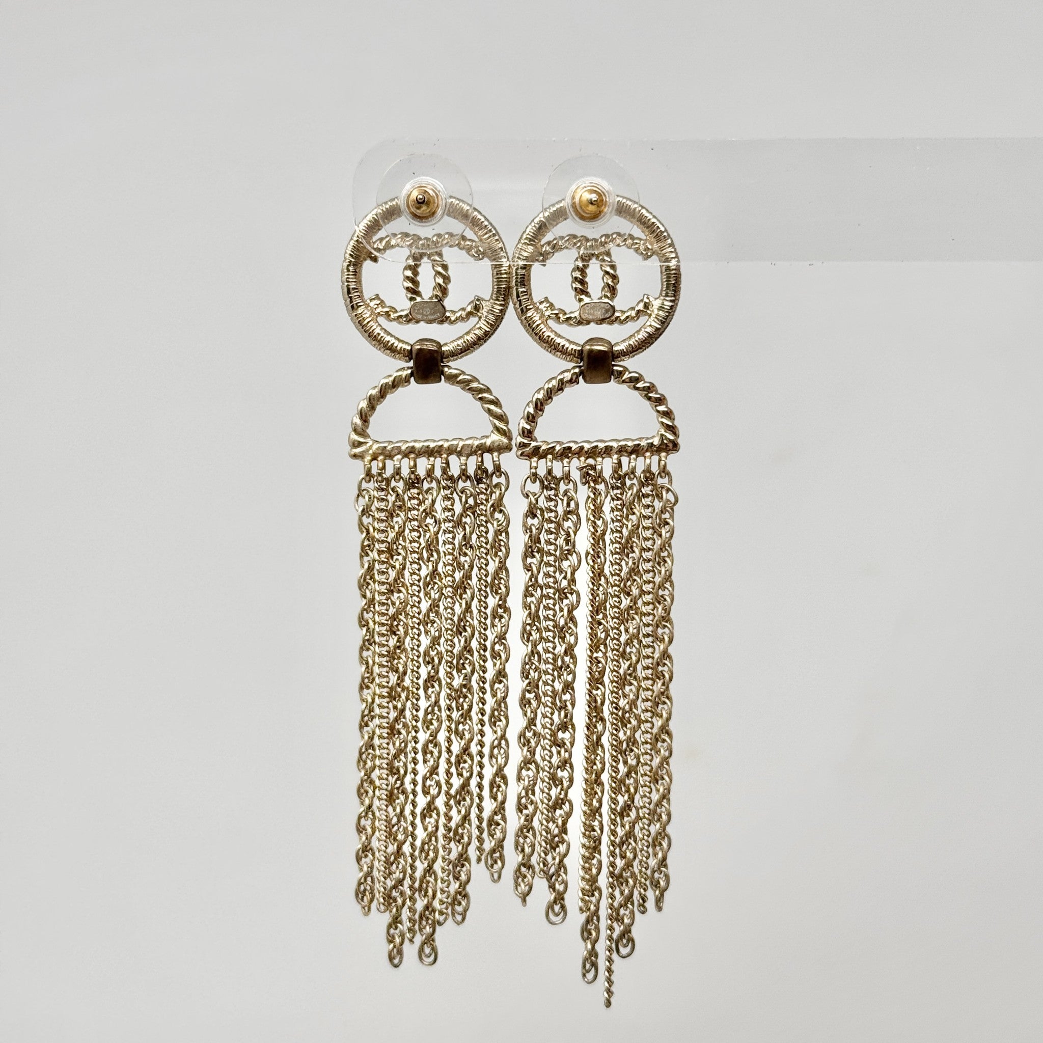 Chanel Gold CC Chain Tassel Drop Earrings