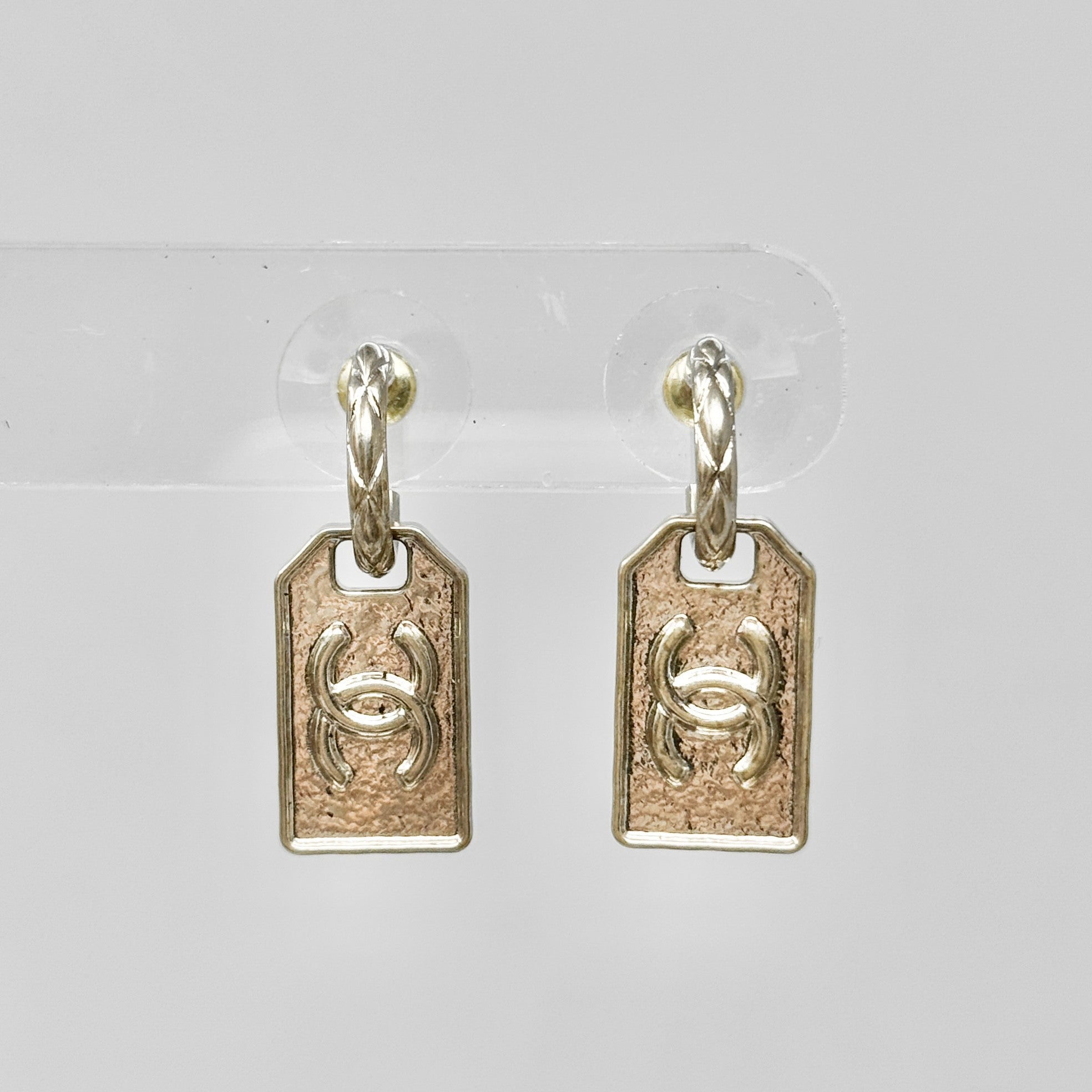 Chanel Gold CC Tag Drop Earrings