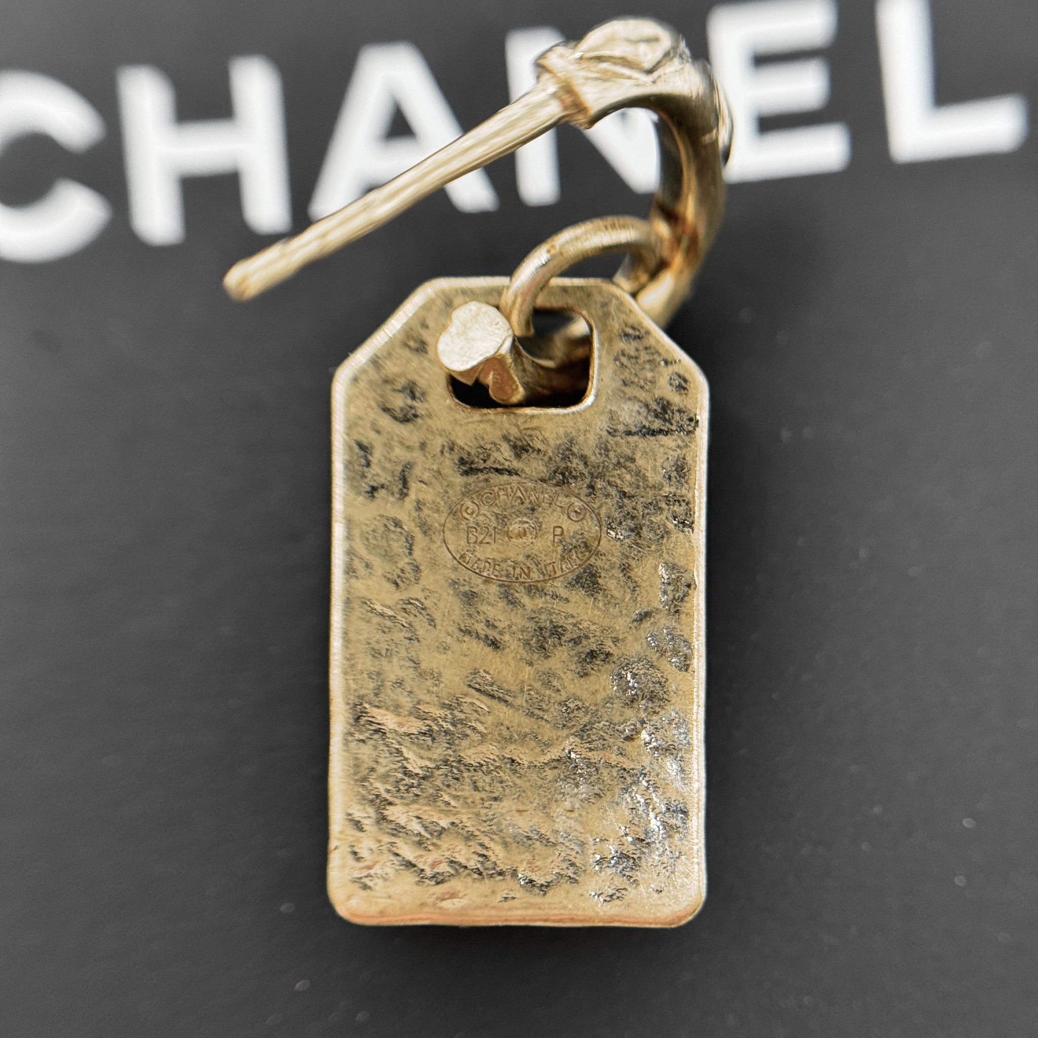 Chanel Gold CC Tag Drop Earrings
