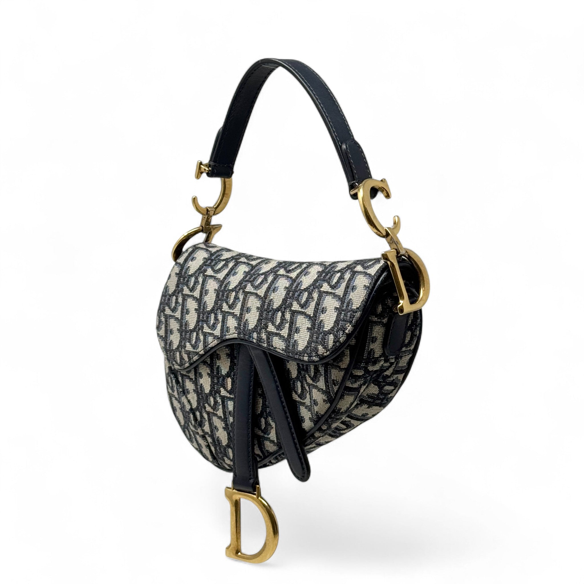 Dior Blue Oblique Mini Saddle Bag With Strap