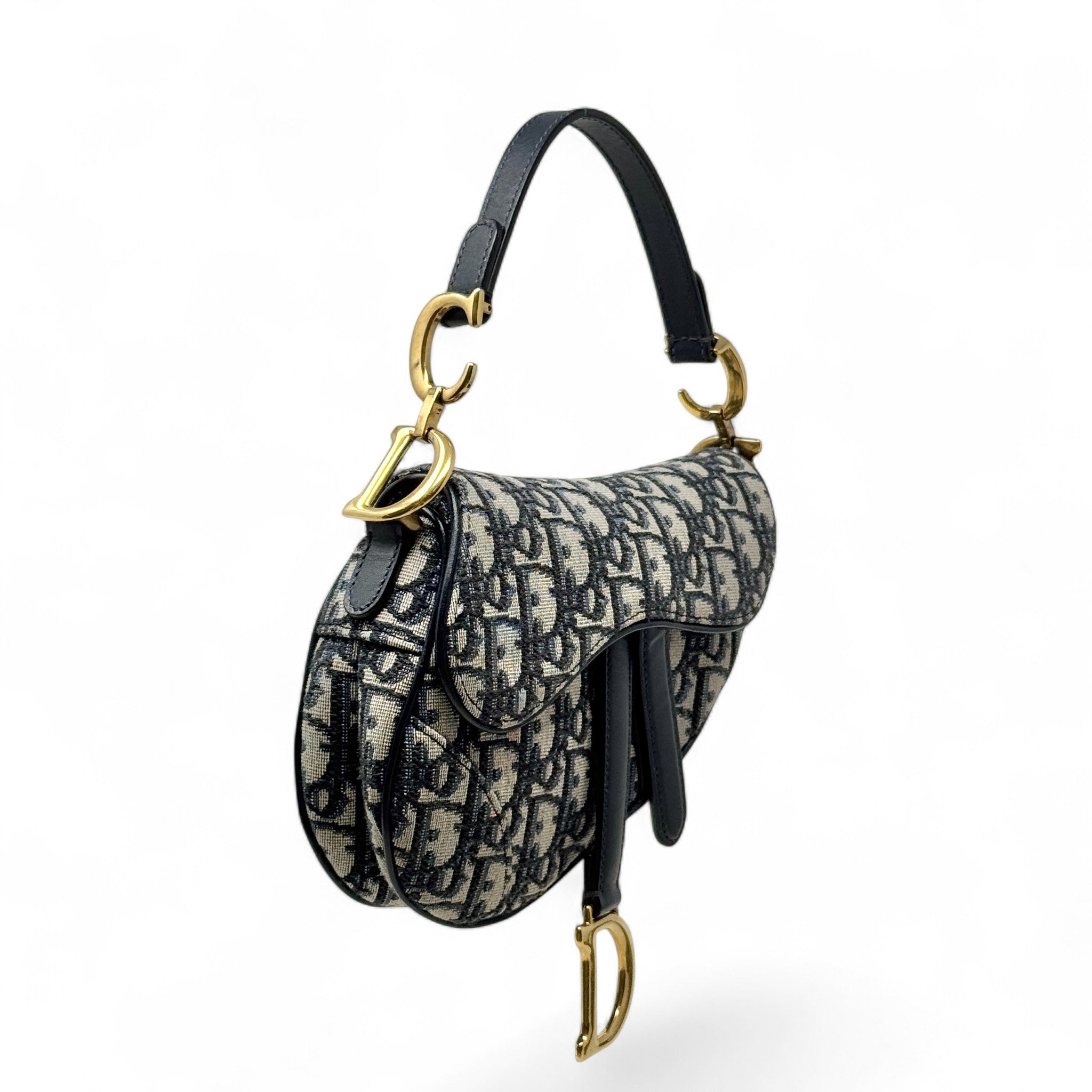 Dior Blue Oblique Mini Saddle Bag With Strap