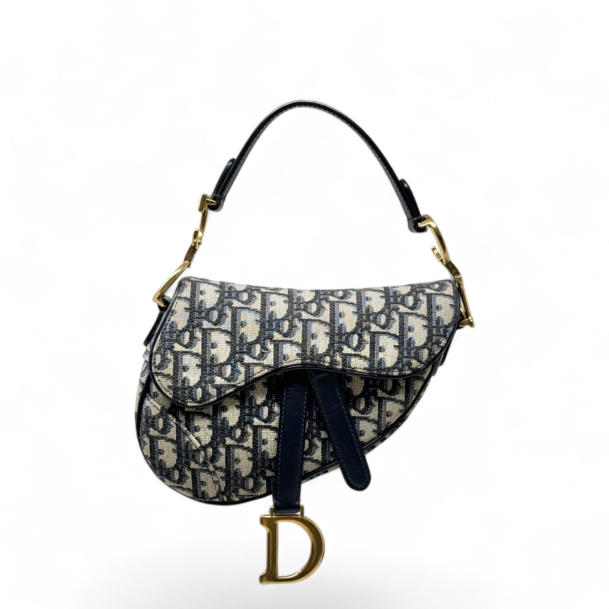 Dior Blue Oblique Mini Saddle Bag With Strap