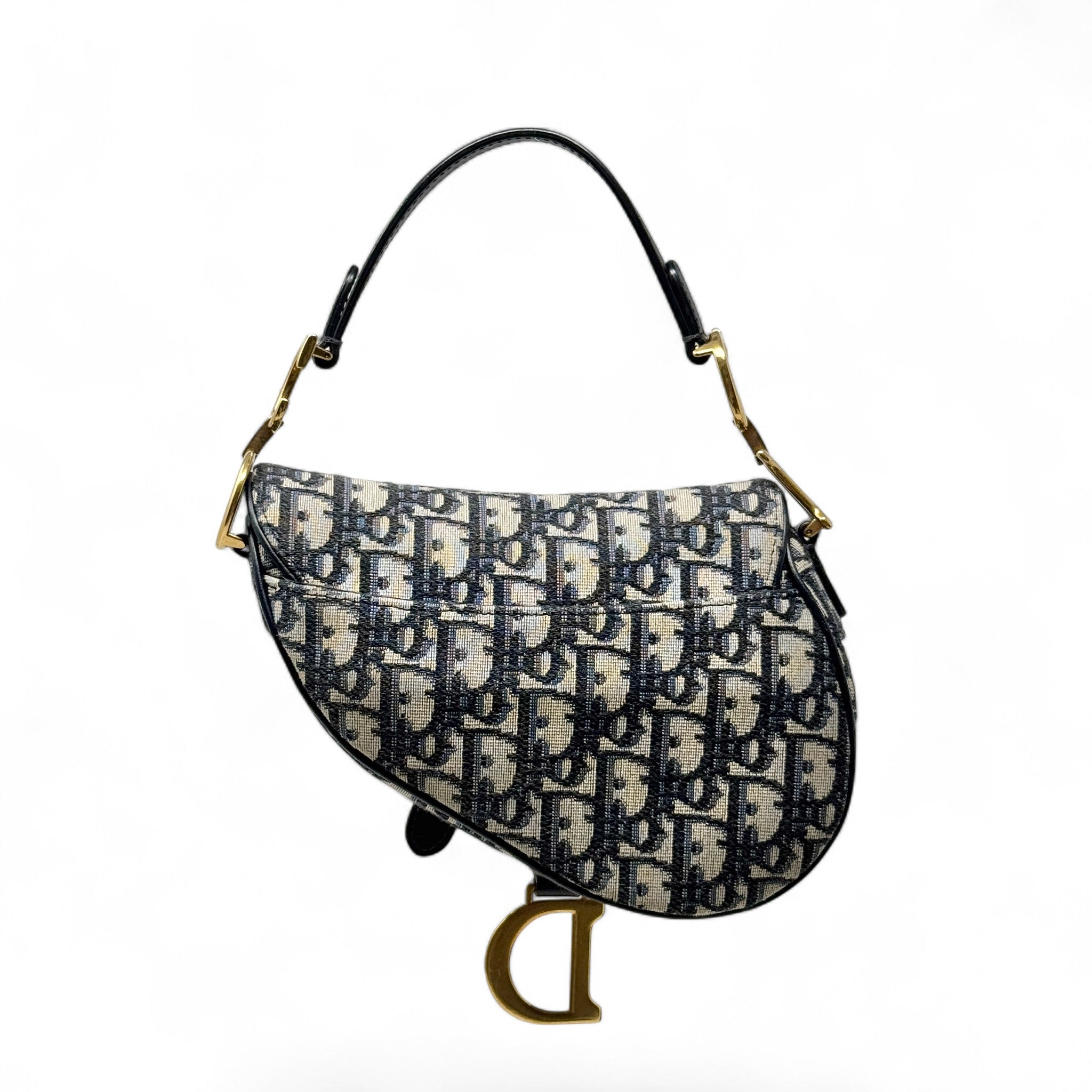 Dior Blue Oblique Mini Saddle Bag With Strap