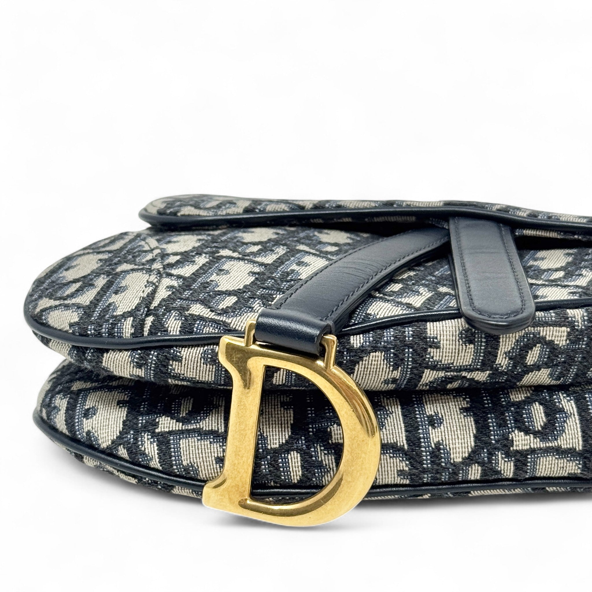 Dior Blue Oblique Mini Saddle Bag With Strap