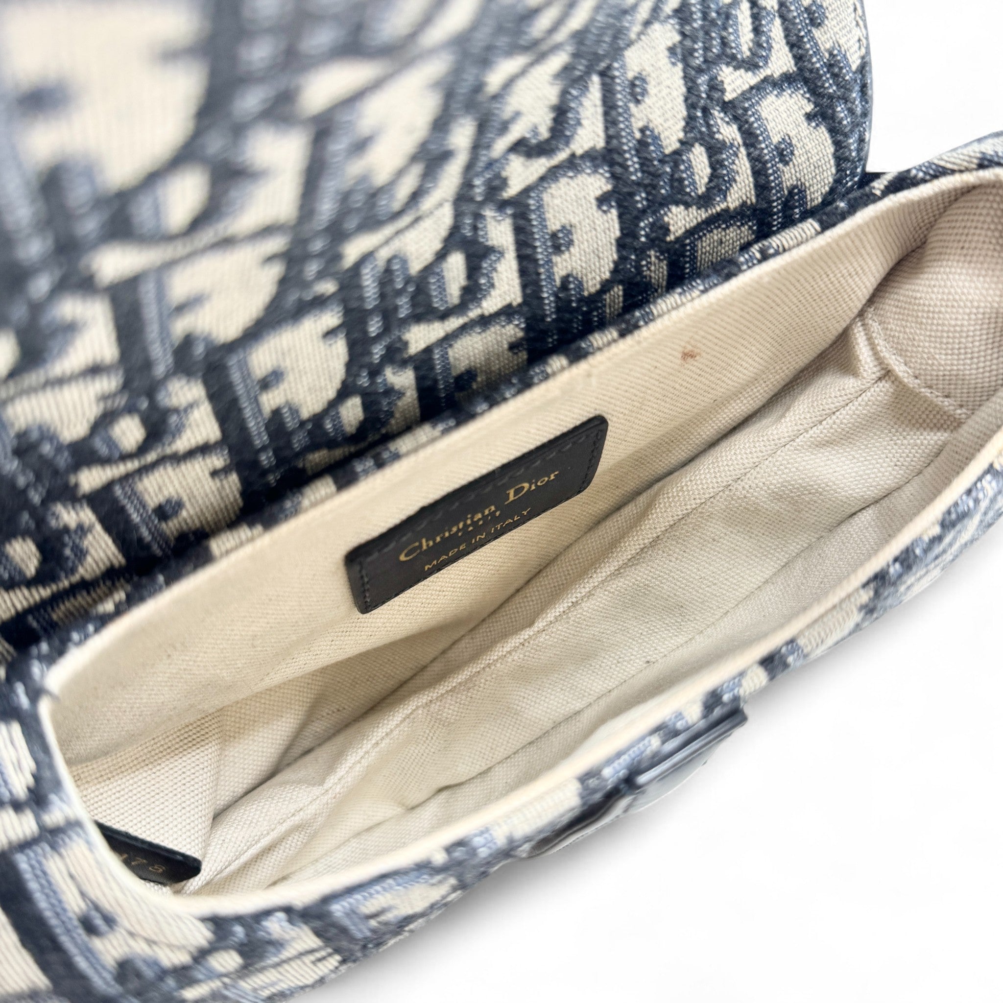 Dior Blue Oblique Mini Saddle Bag With Strap