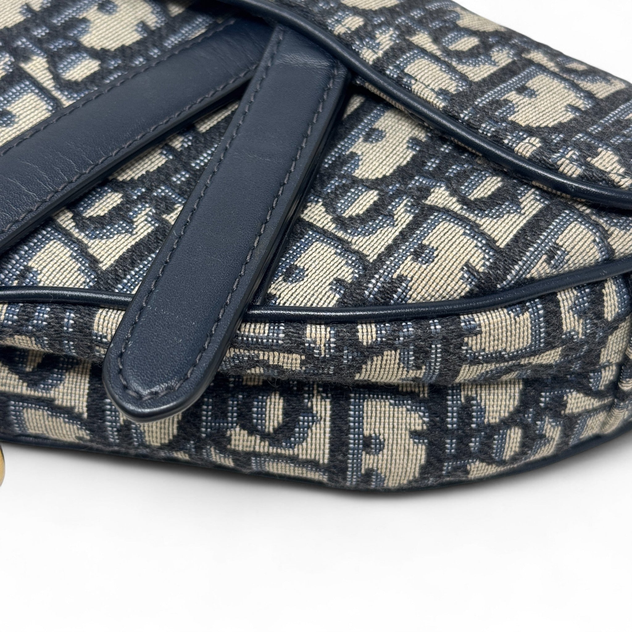 Dior Blue Oblique Mini Saddle Bag With Strap