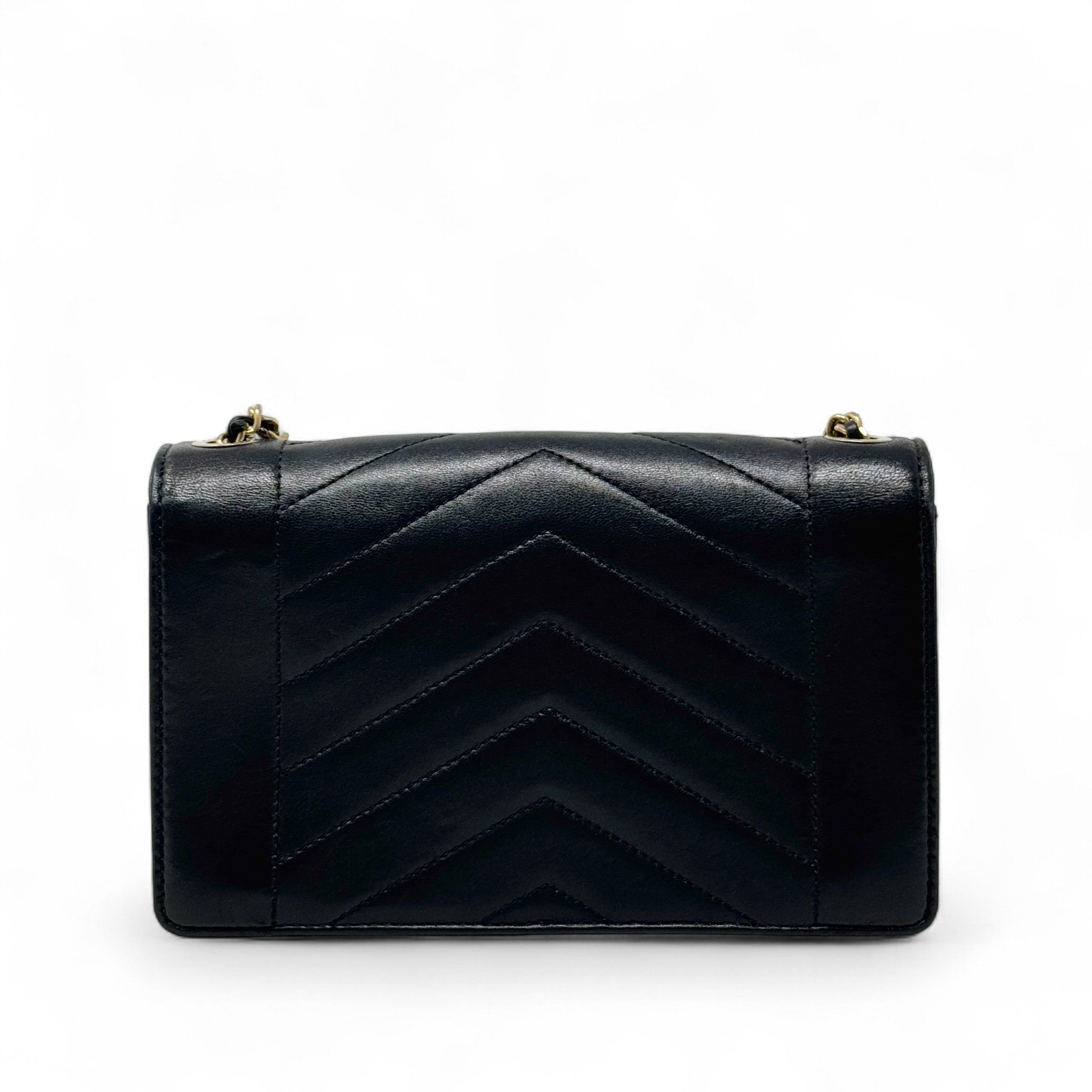 Chanel Black Medium Reverse Chevron Flap