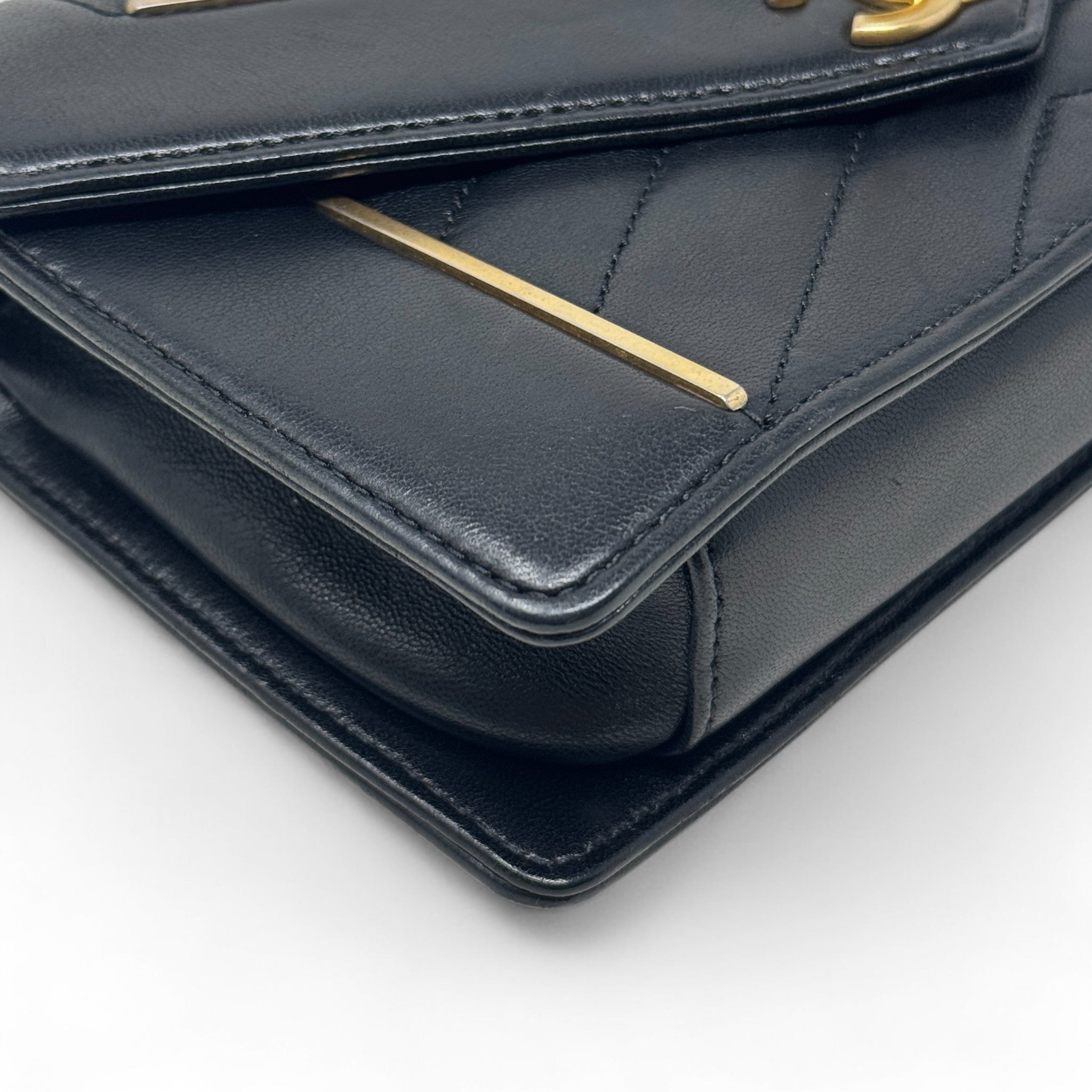 Chanel Black Medium Reverse Chevron Flap