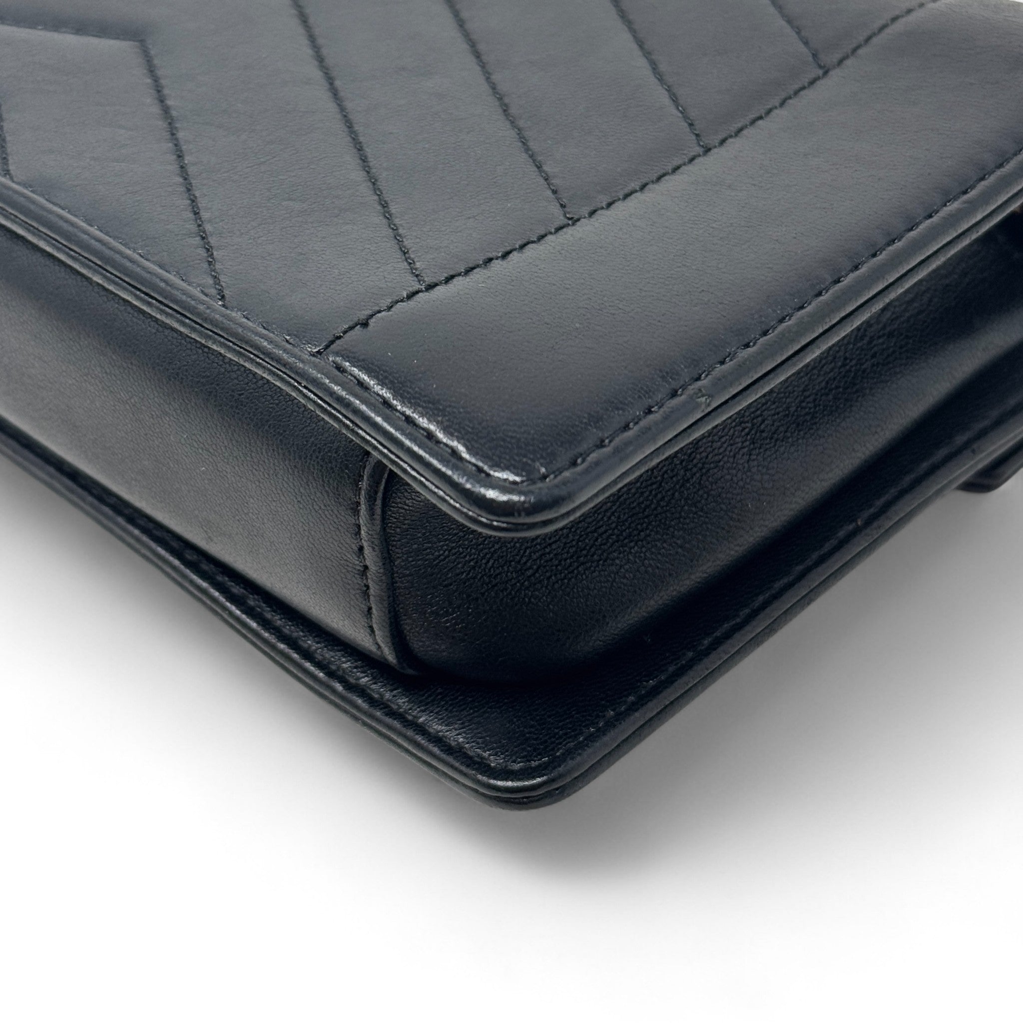 Chanel Black Medium Reverse Chevron Flap