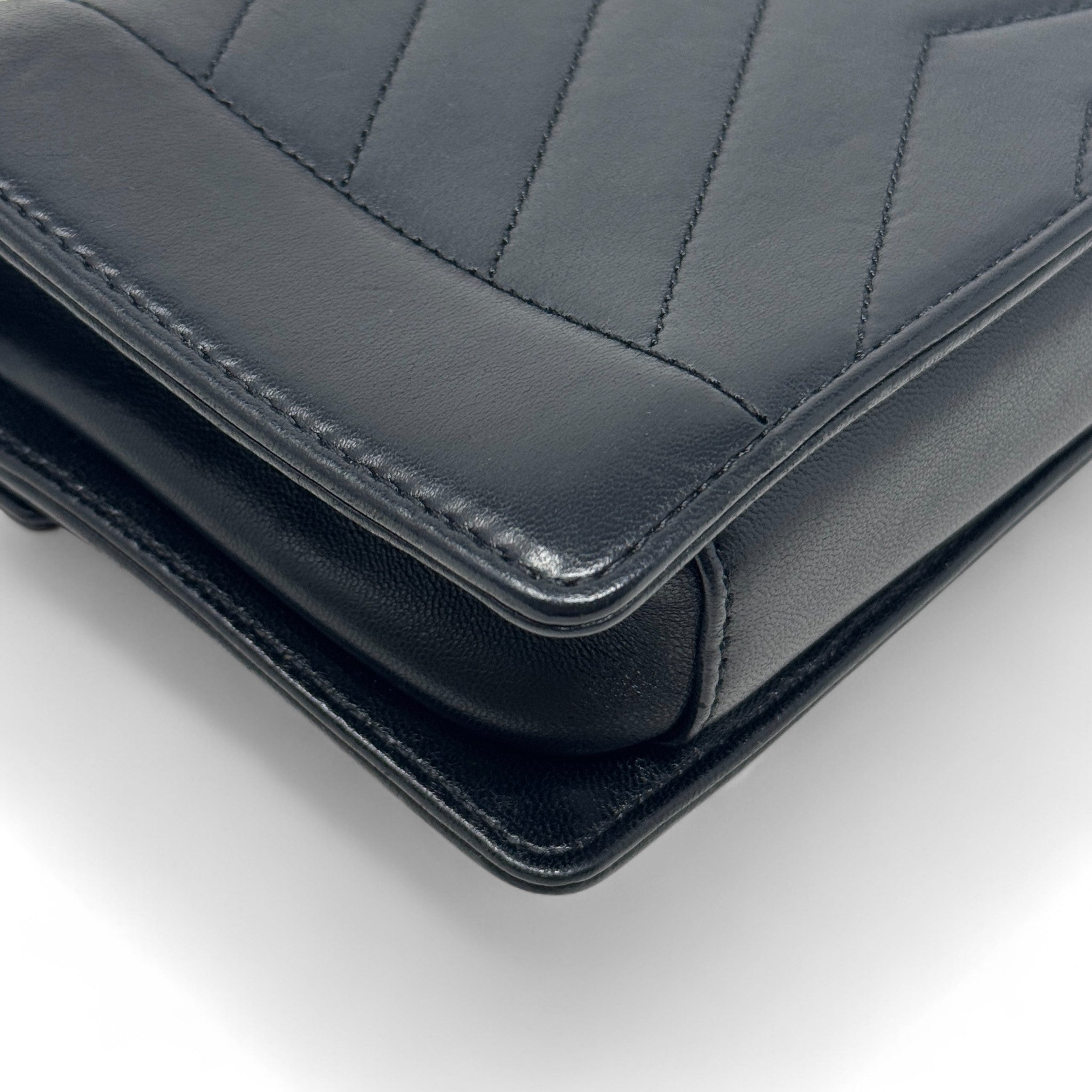Chanel Black Medium Reverse Chevron Flap