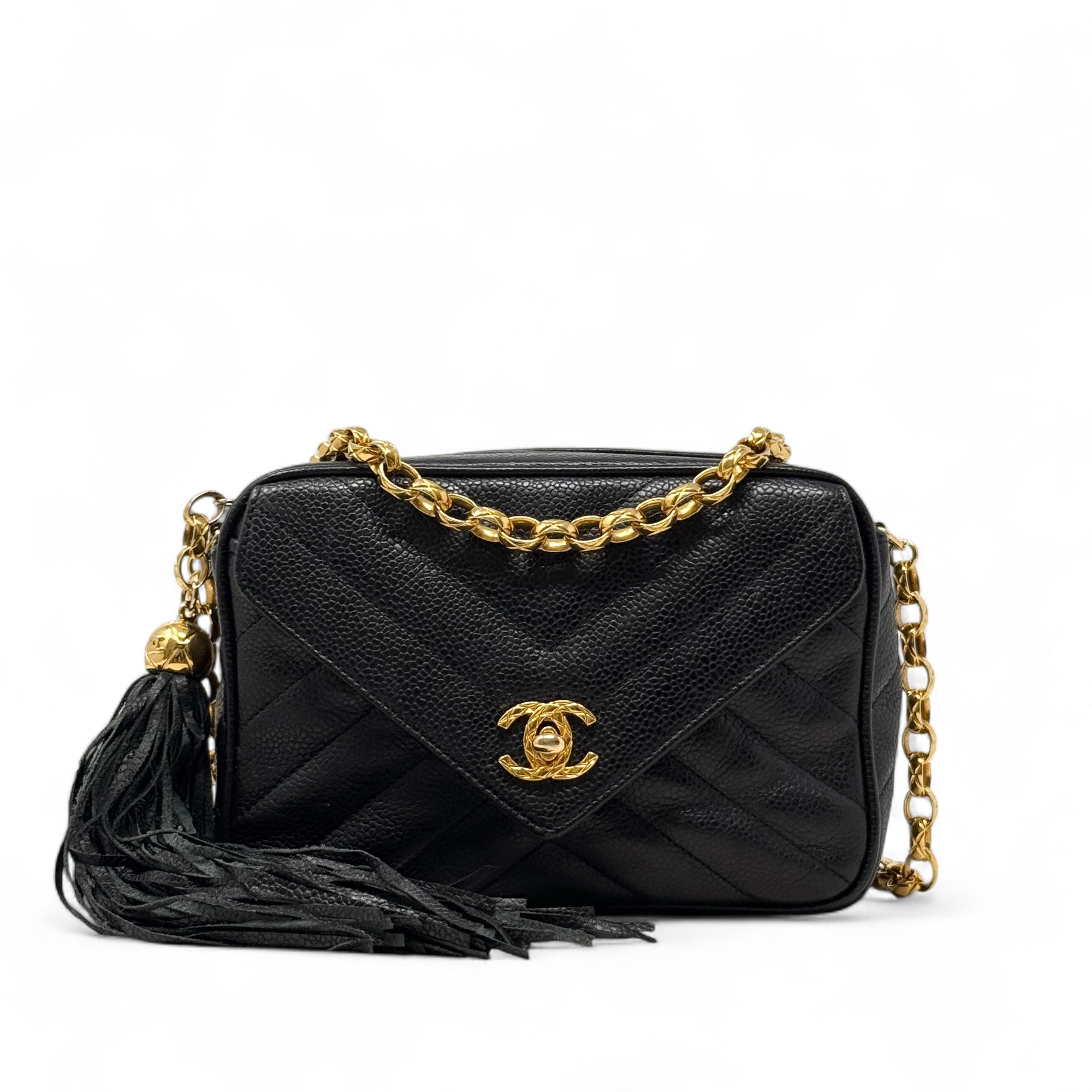 Chanel Black Vintage Tassel Camera Bag