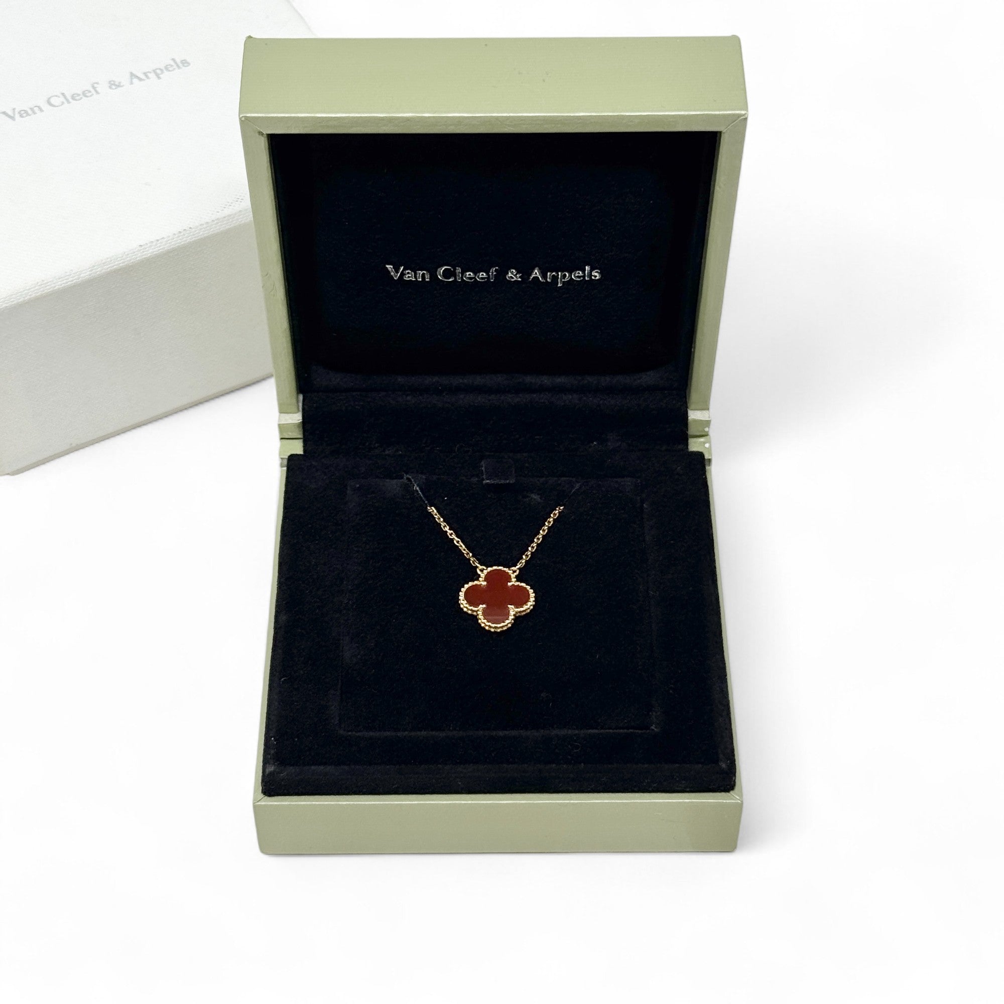 Van Cleef & Arpels Vintage Carnelian Alhambra Pendant Necklace