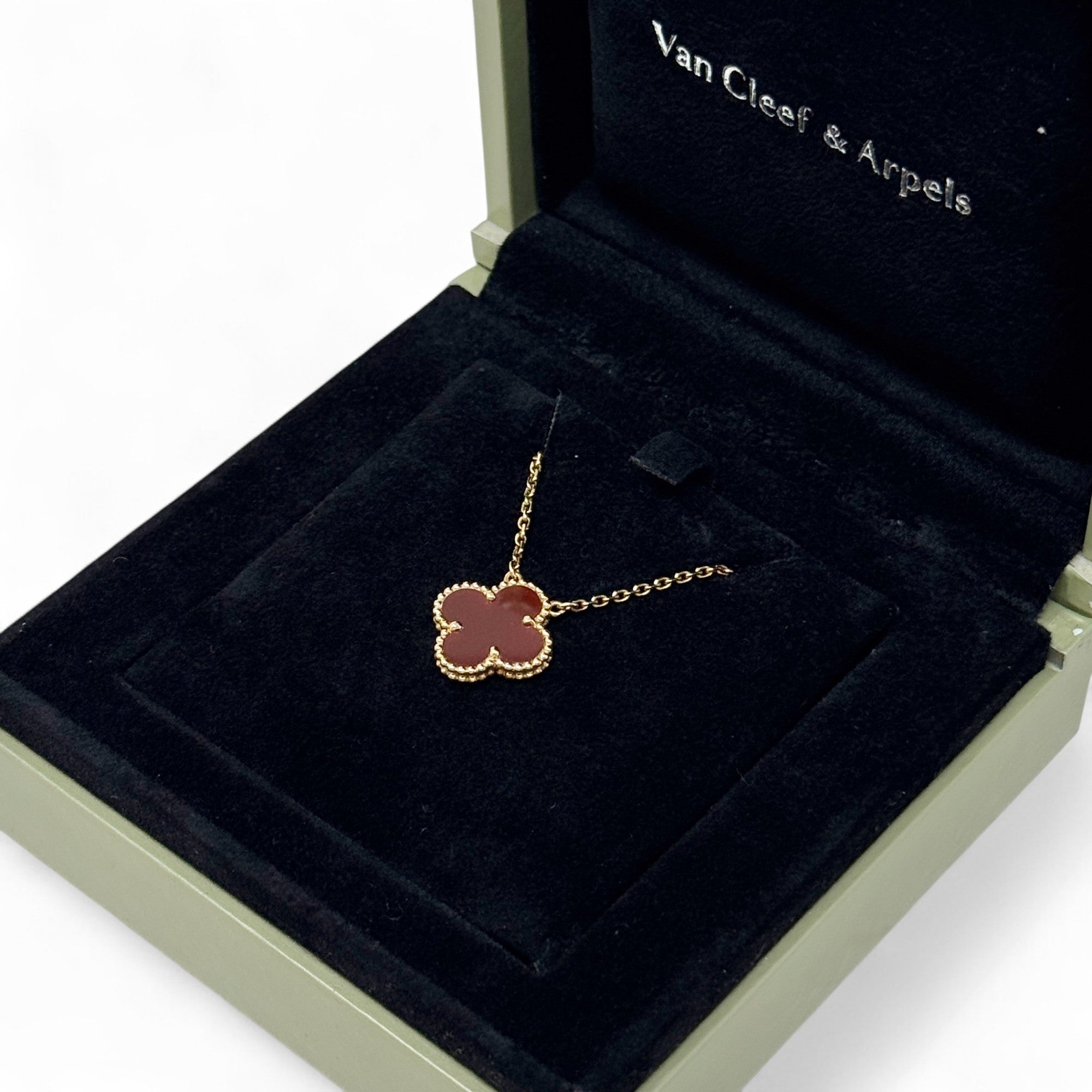 Van Cleef & Arpels Vintage Carnelian Alhambra Pendant Necklace