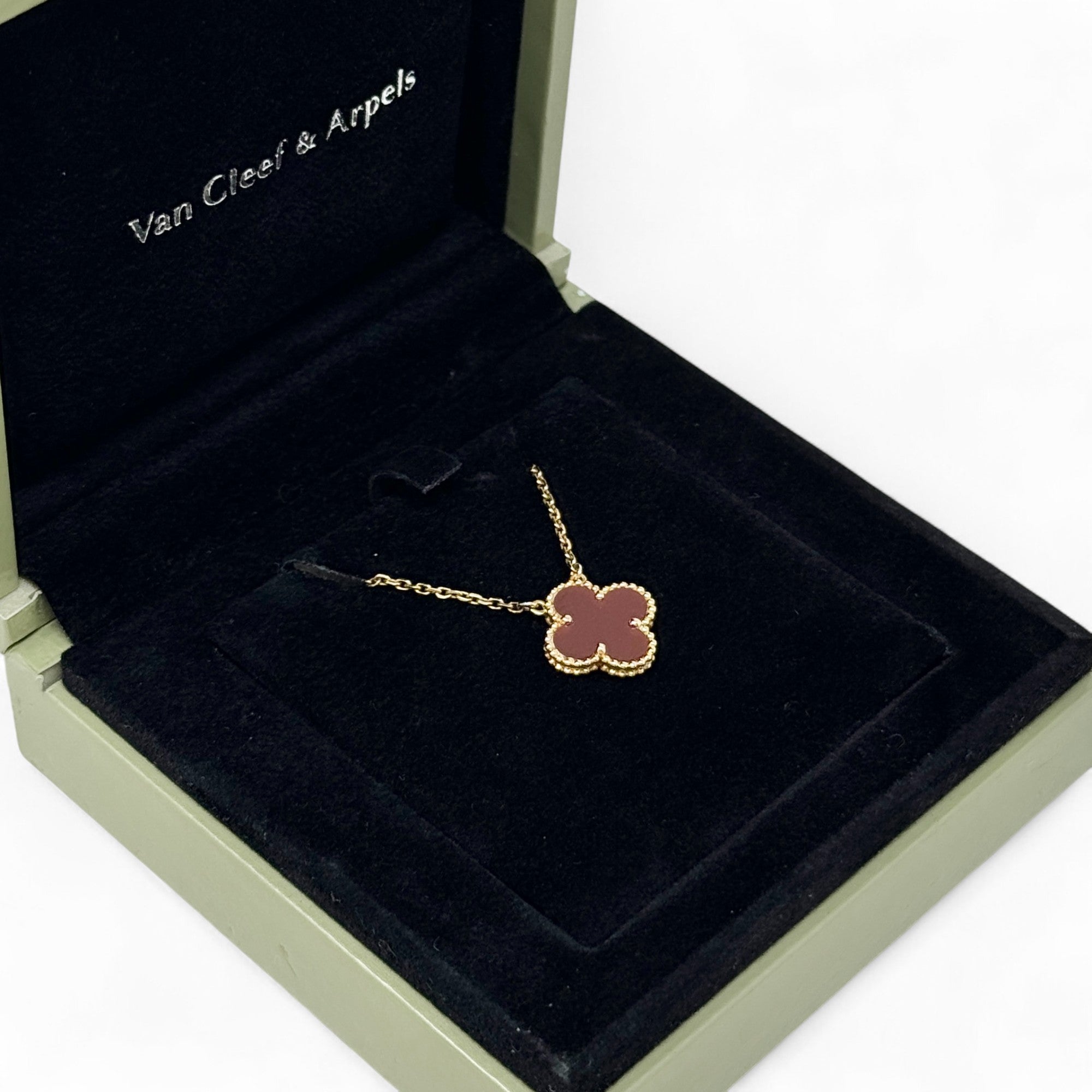 Van Cleef & Arpels Vintage Carnelian Alhambra Pendant Necklace