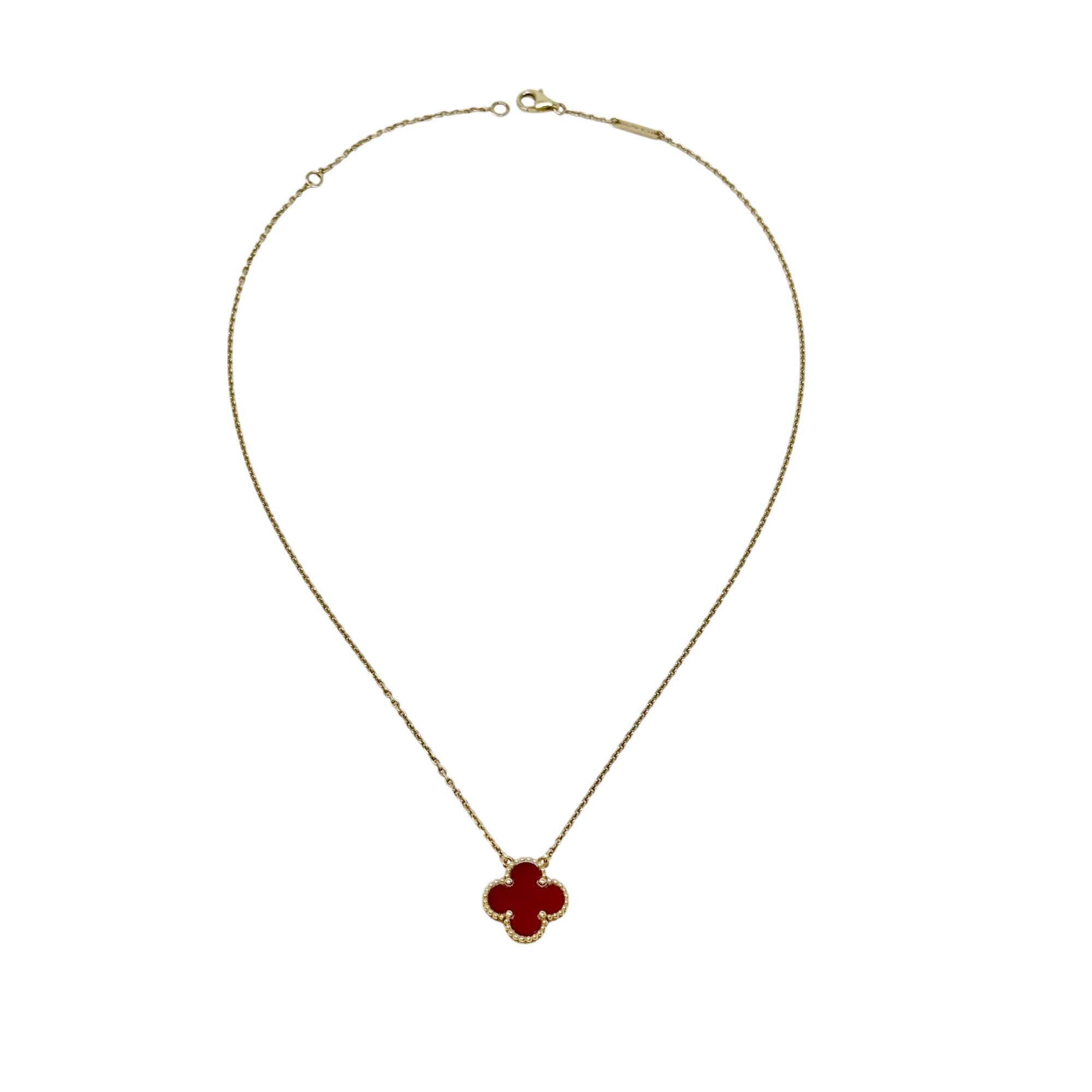 Van Cleef & Arpels Vintage Carnelian Alhambra Pendant Necklace