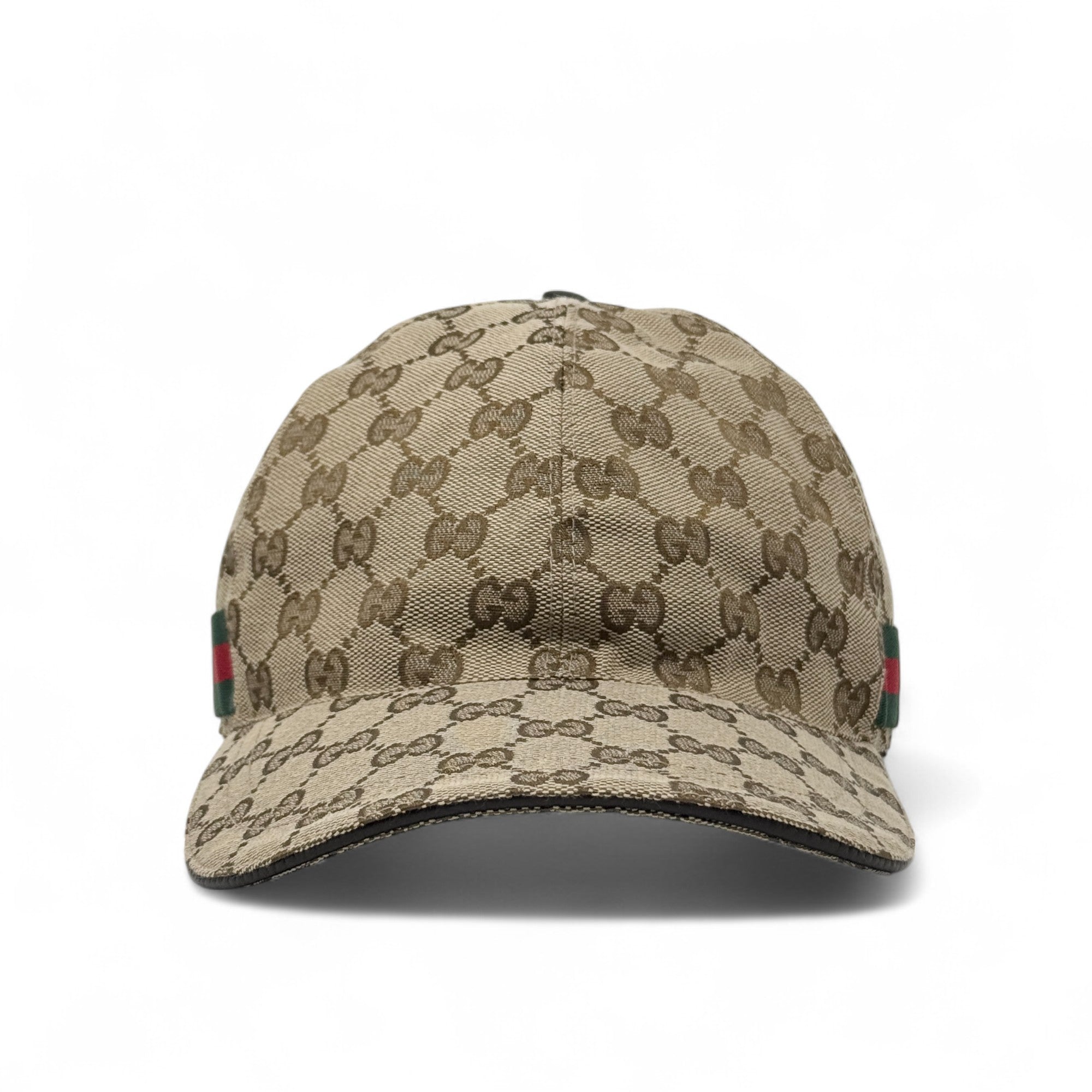 Gucci Brown GG Web Baseball Cap