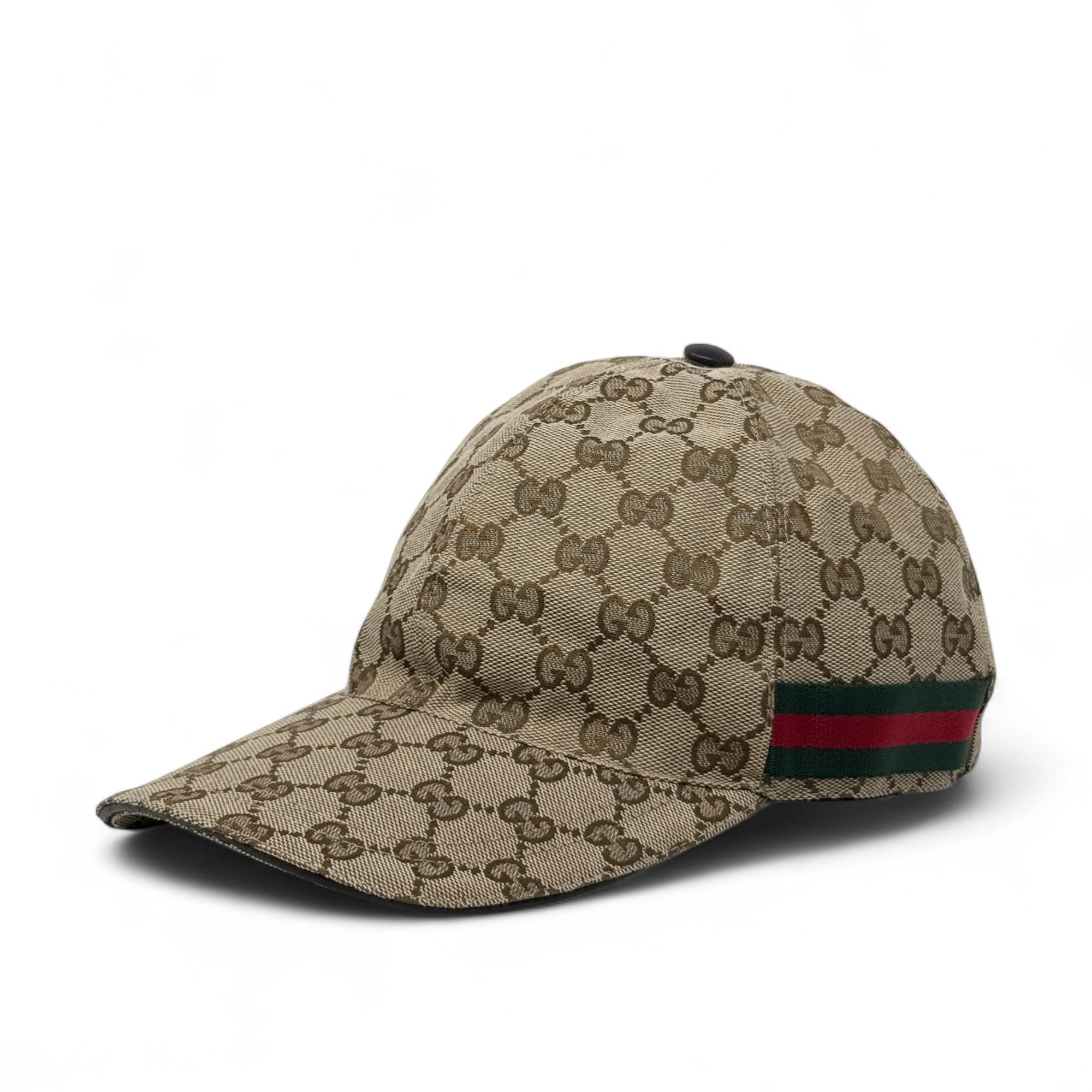 Gucci Brown GG Web Baseball Cap