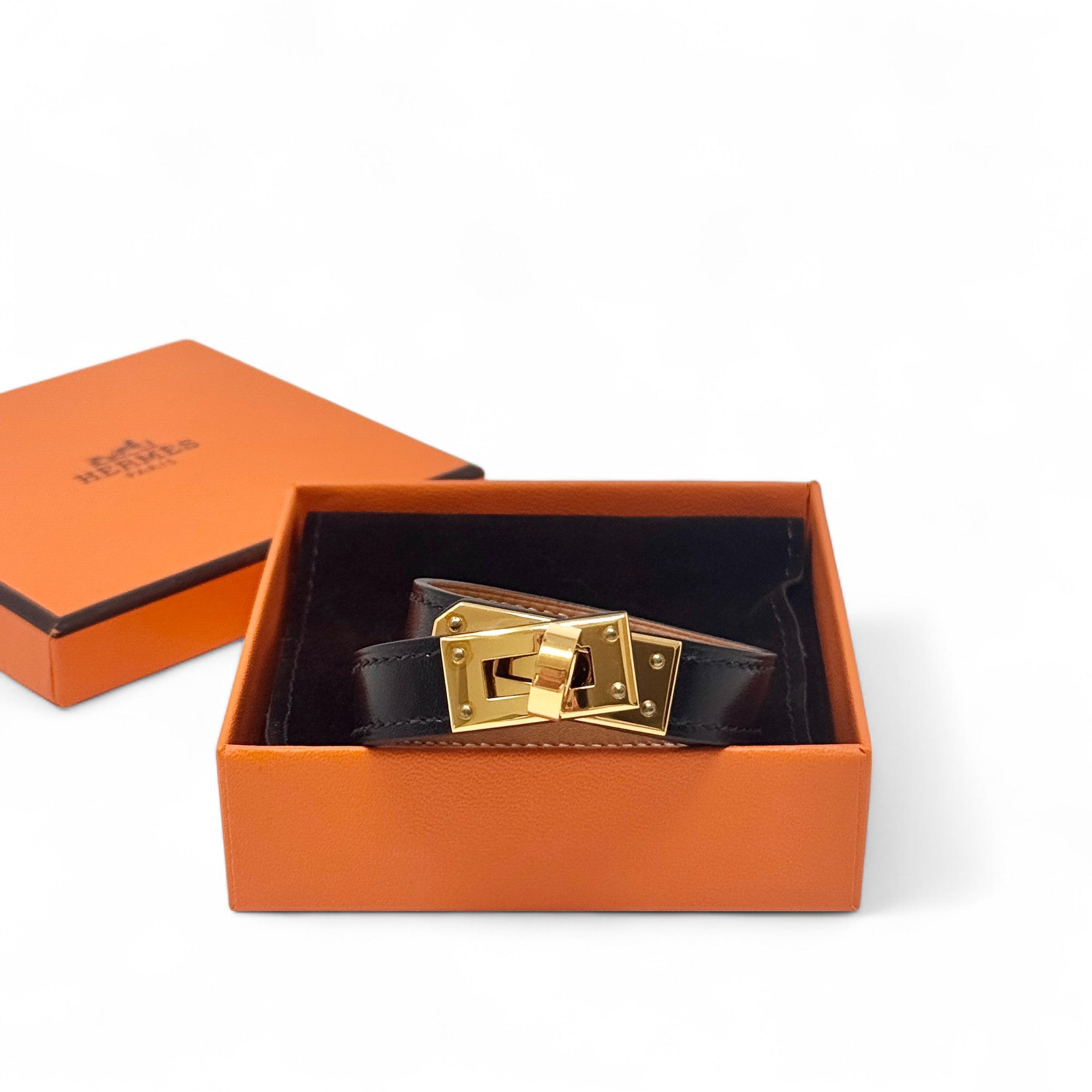 Hermes Noir Swift Kelly Double Tour Bracelet