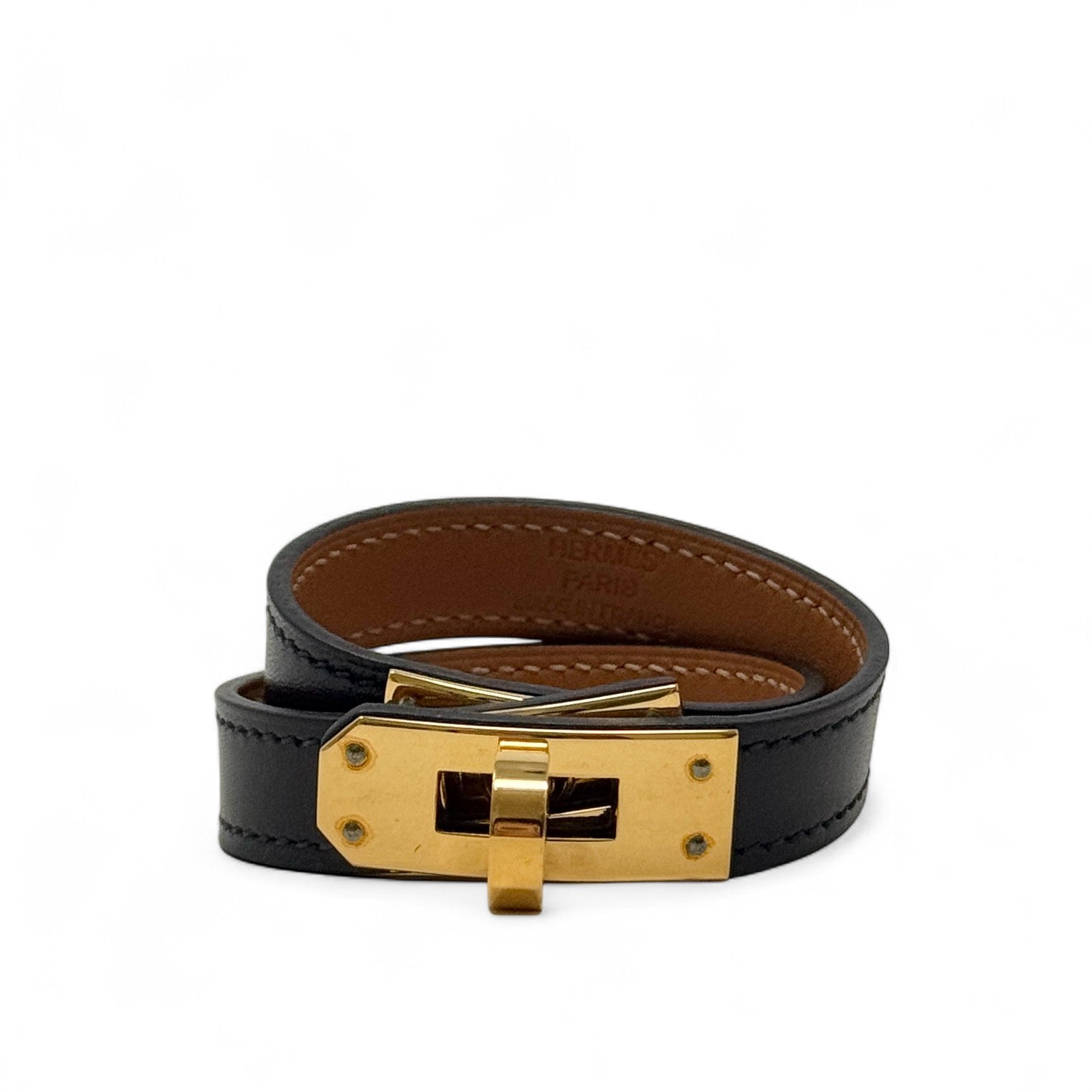 Hermes Noir Swift Kelly Double Tour Bracelet