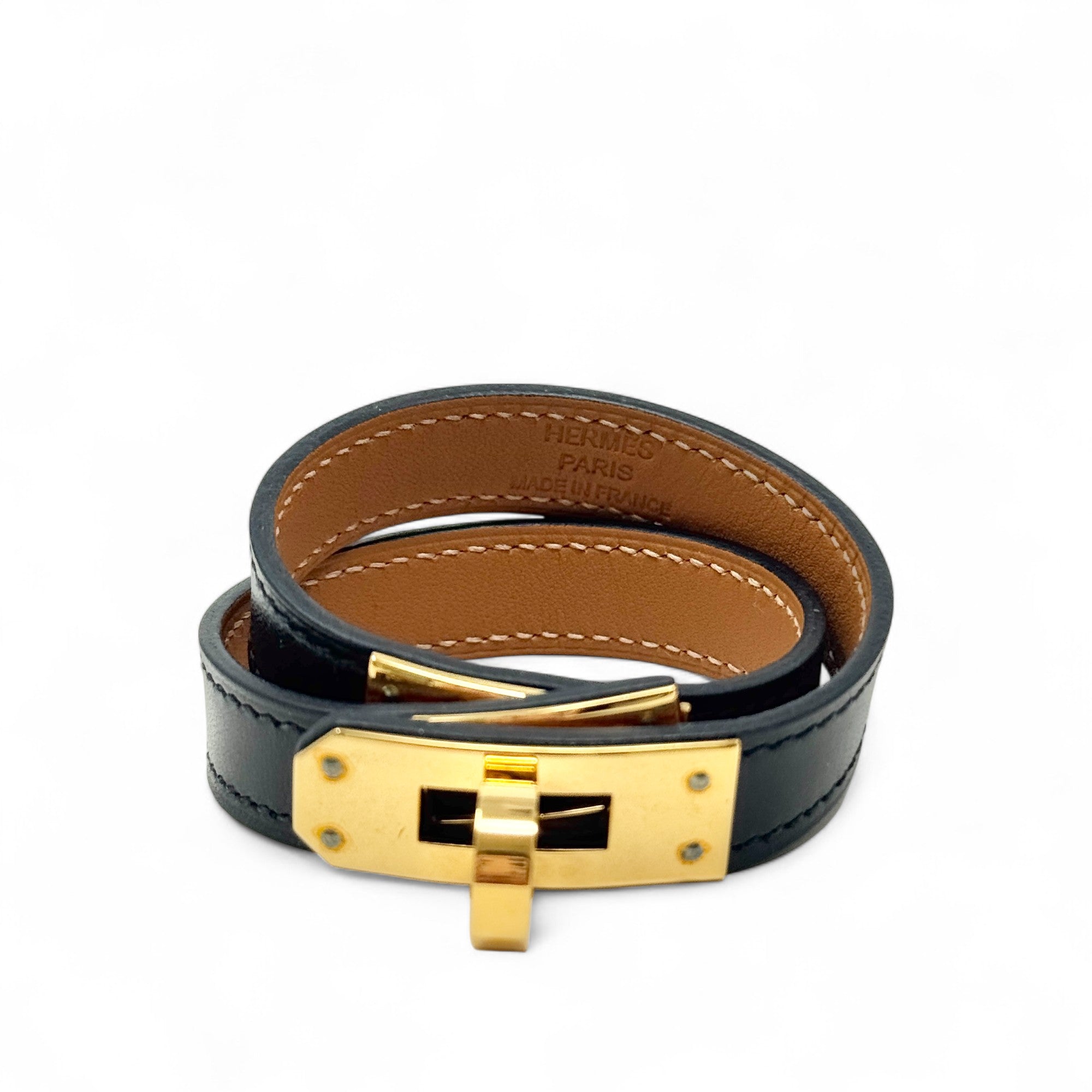 Hermes Noir Swift Kelly Double Tour Bracelet
