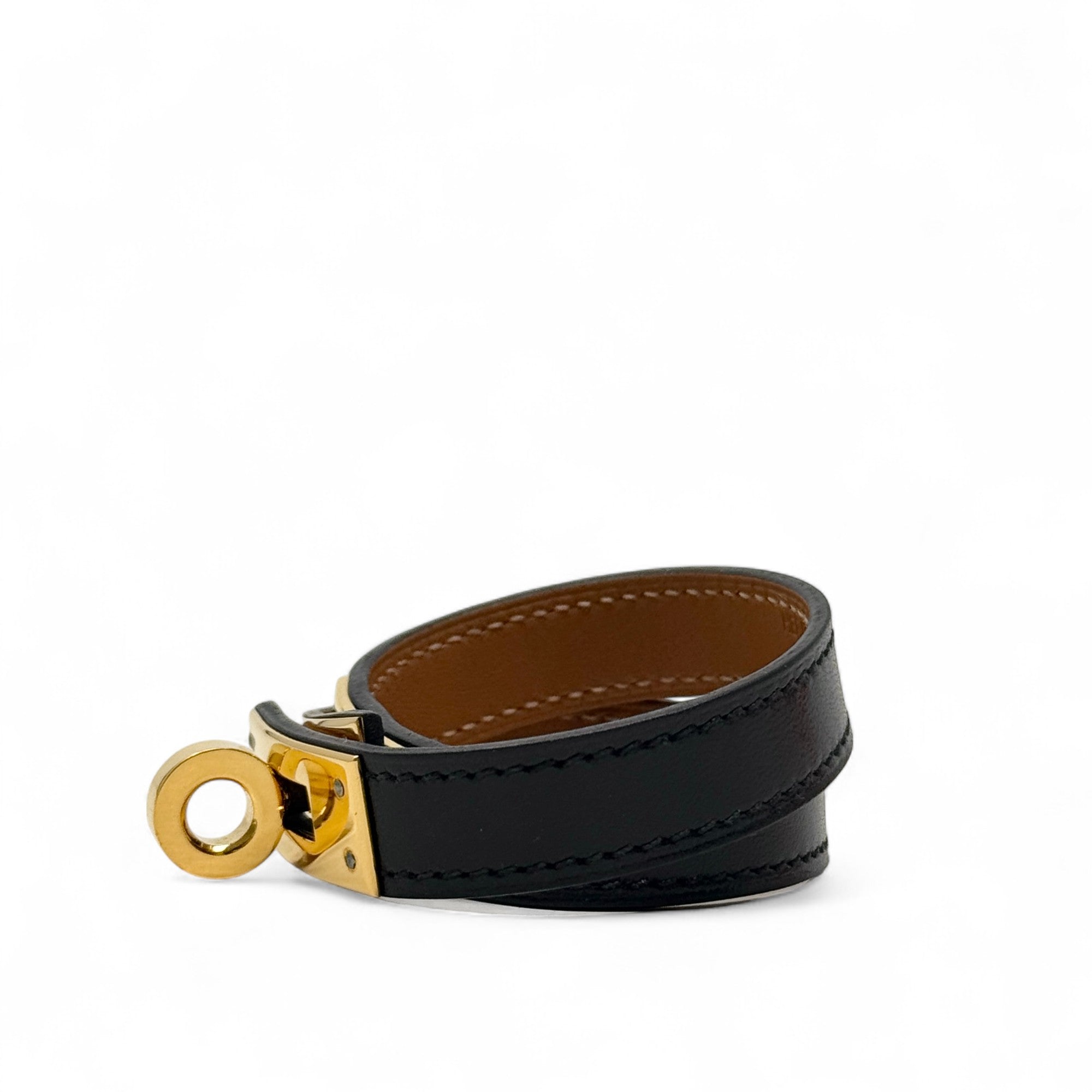 Hermes Noir Swift Kelly Double Tour Bracelet
