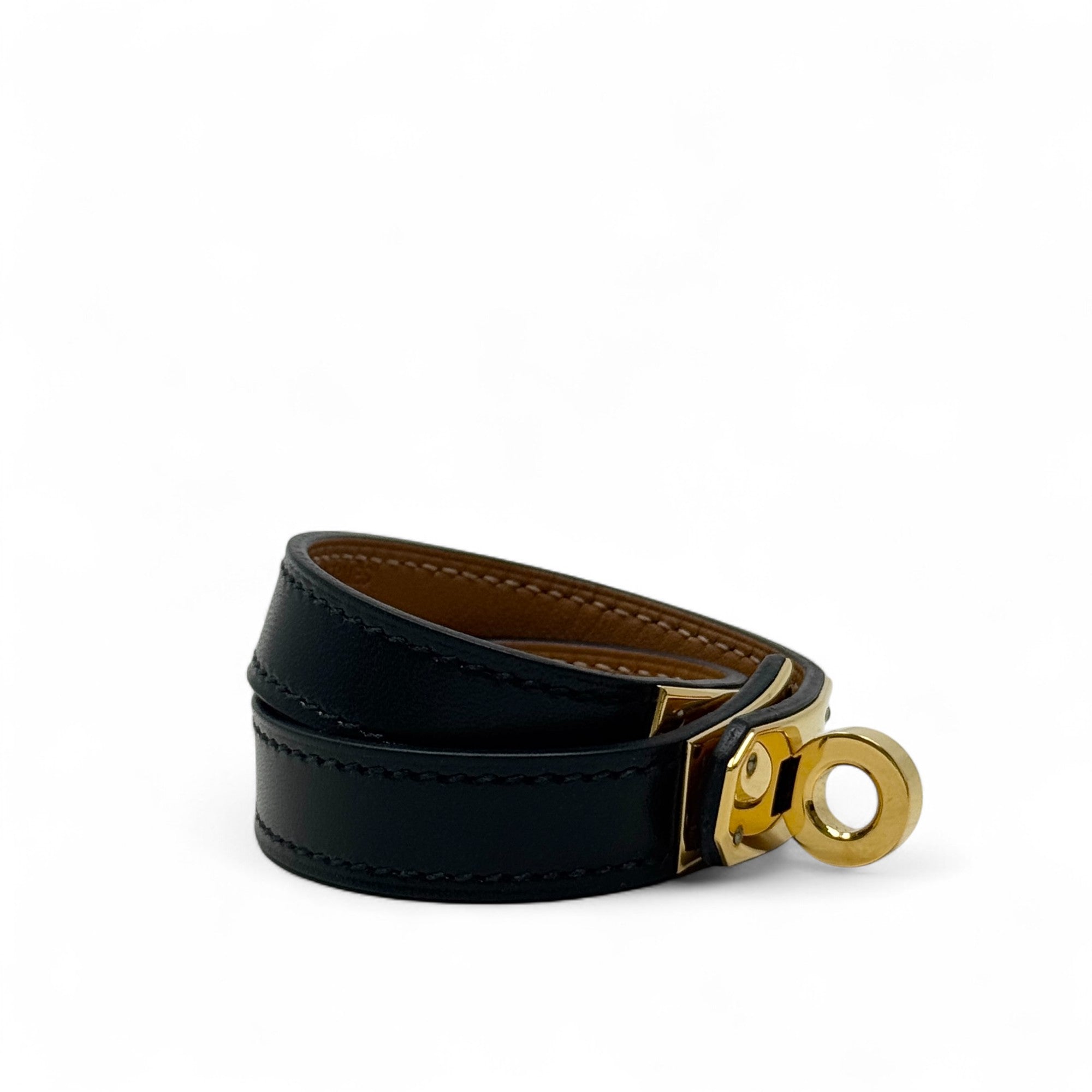 Hermes Noir Swift Kelly Double Tour Bracelet