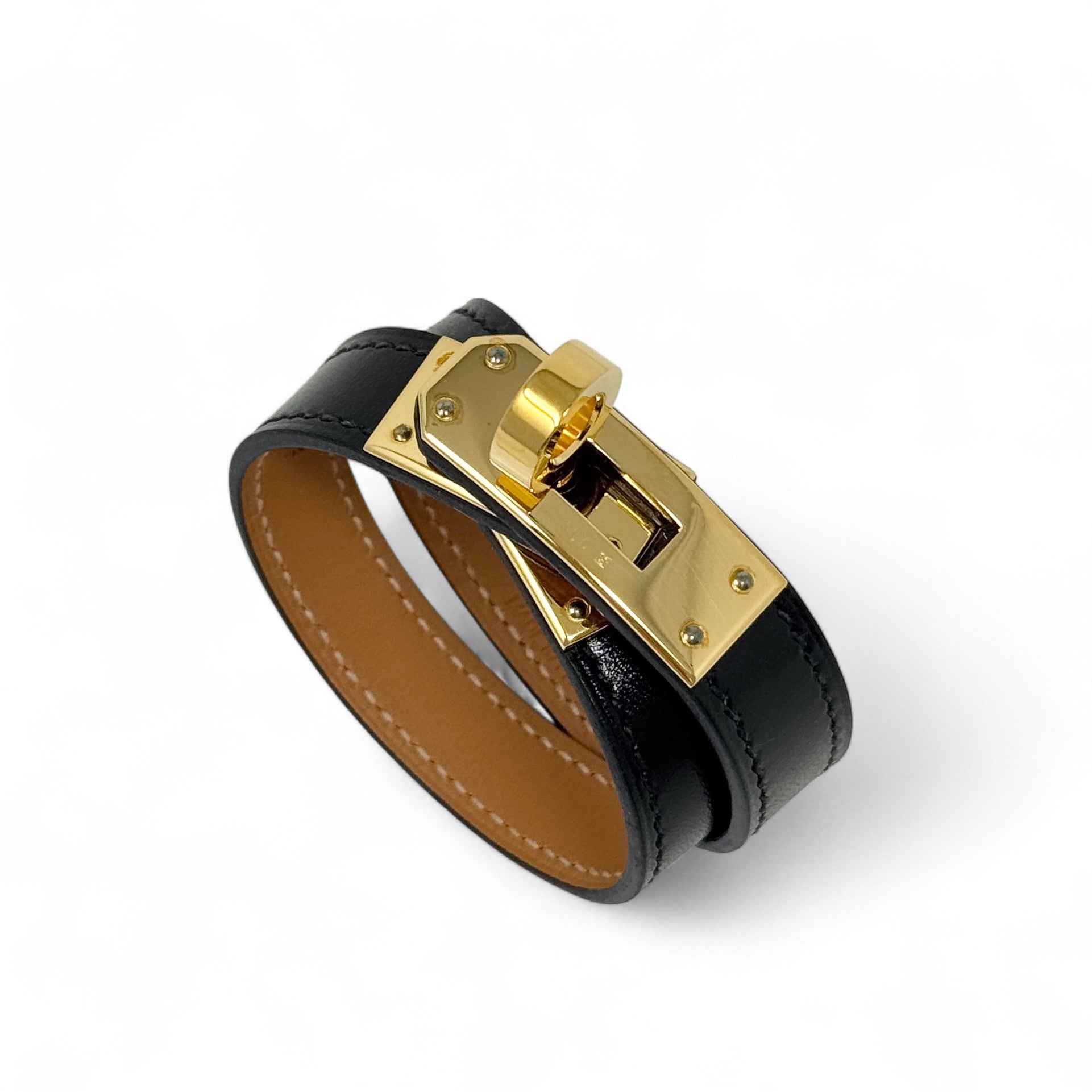 Hermes Noir Swift Kelly Double Tour Bracelet