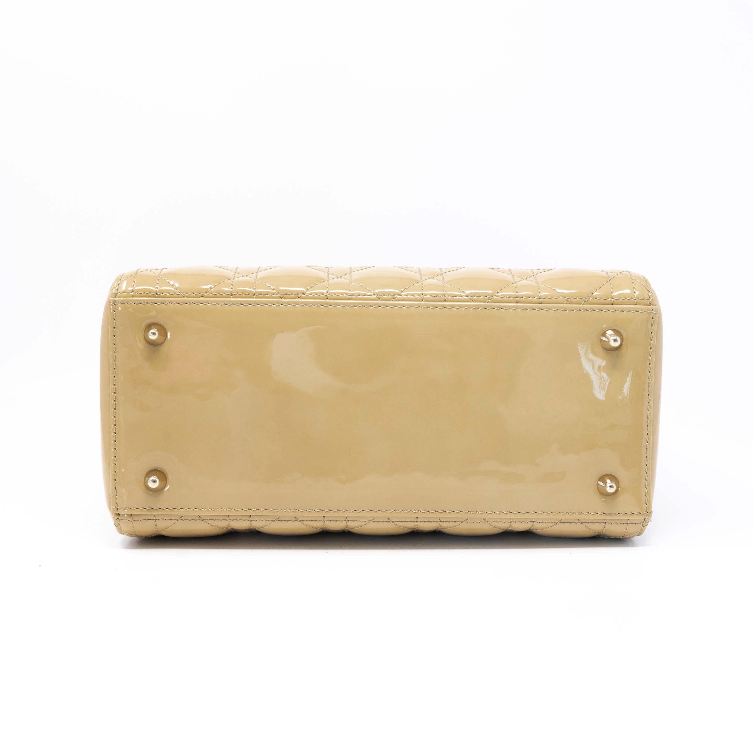Dior Beige Patent Medium Lady Dior Bag